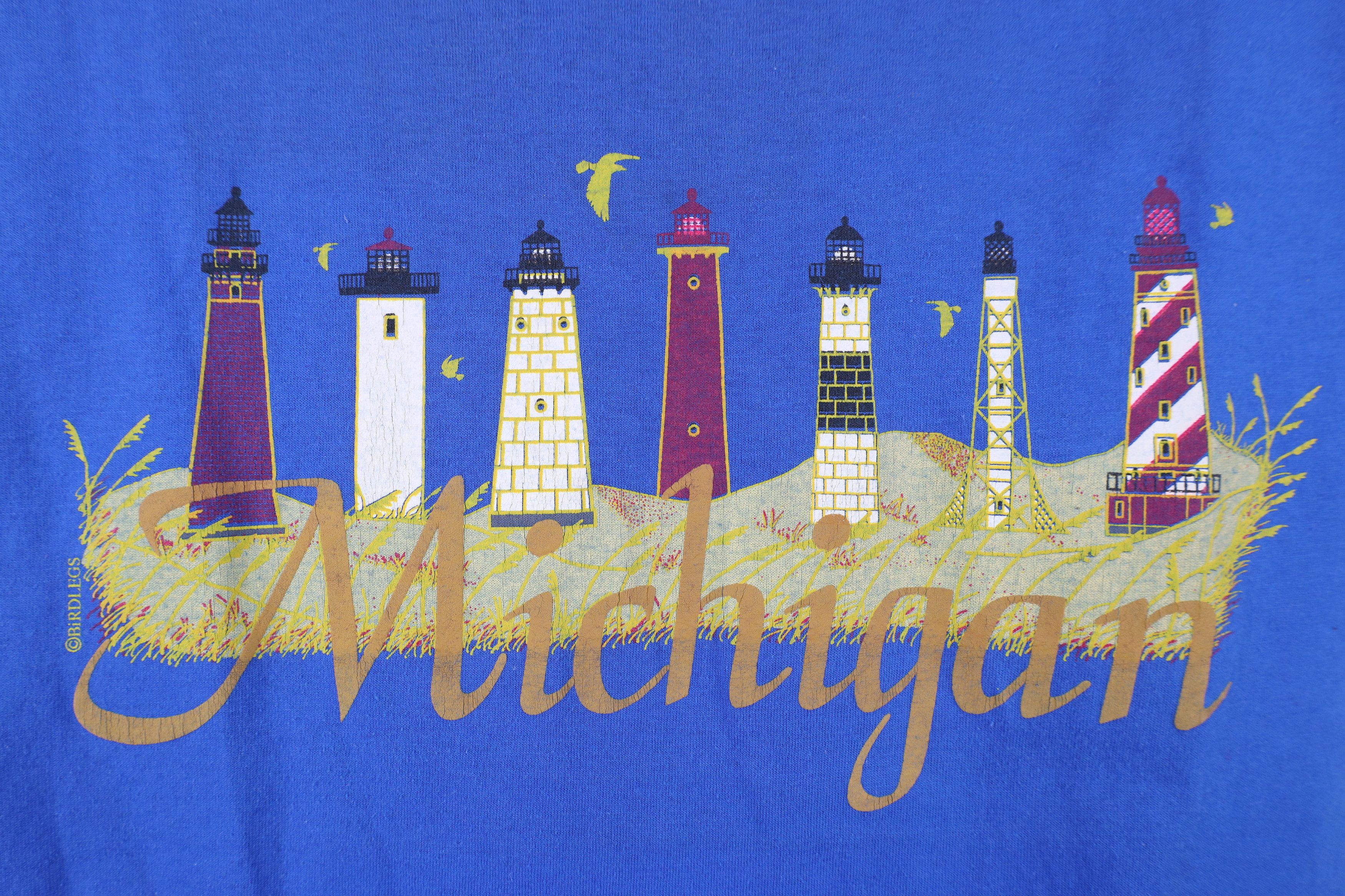 Vintage Vintage 90s Streetwear Lighthouses T-Shirt Royal Blue USA Size US M / EU 48-50 / 2 - 4 Thumbnail