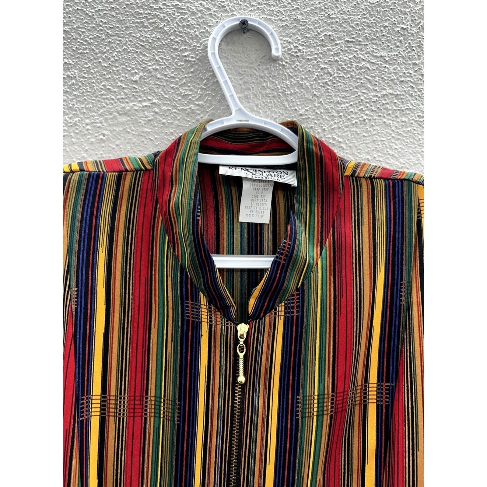 Vintage Kensington Square Womens Sweater Medium Striped Long Sleeve Zip Up Vintage Cardigan Knit Regular Red Size M / US 6-8 / IT 42-44 - 3 Thumbnail
