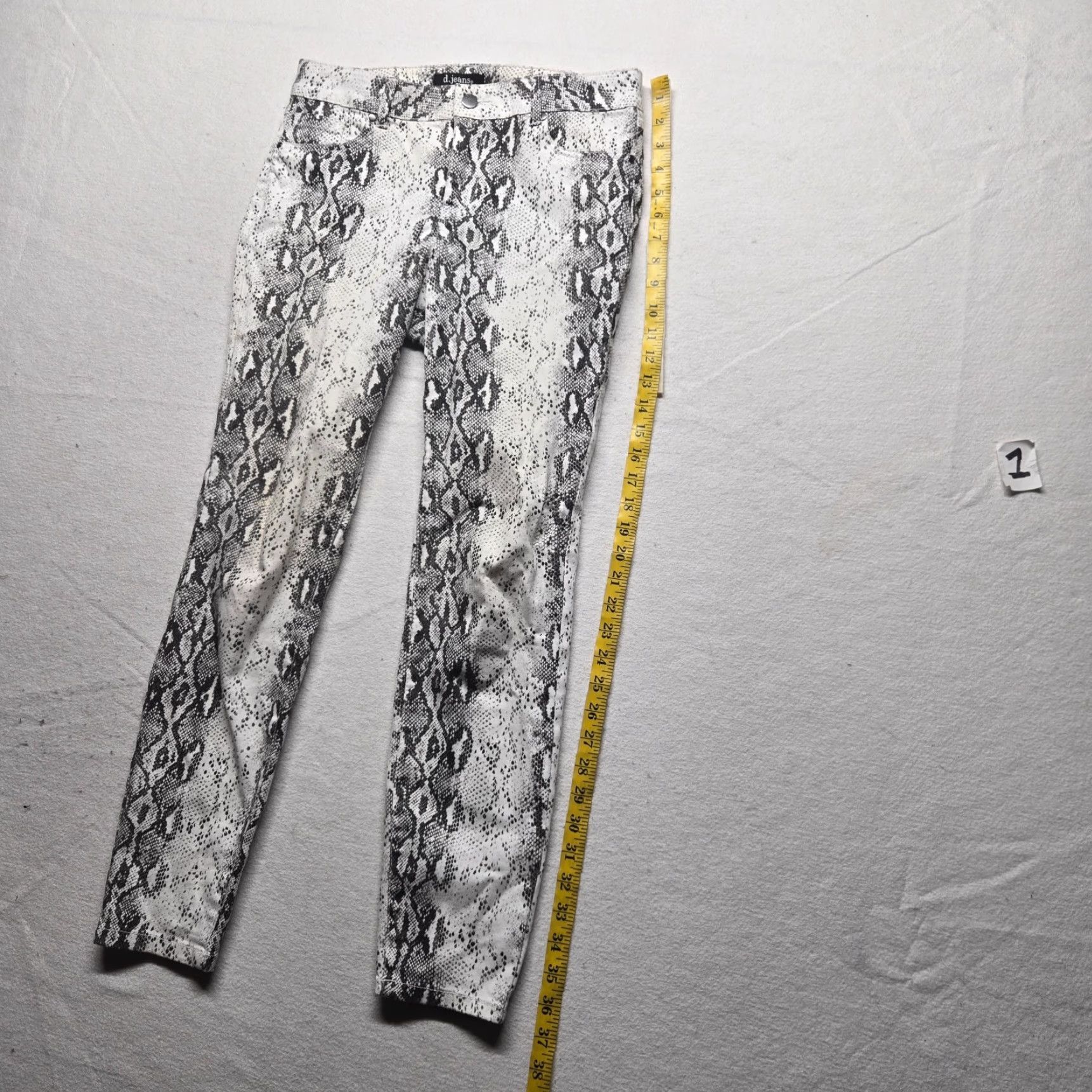Vintage d.jeans Pants Women 6 White Snake Print High Waist Skinny Denim Stretch Casual Womens Size 28" / US 6 / IT 42 - 7 Thumbnail