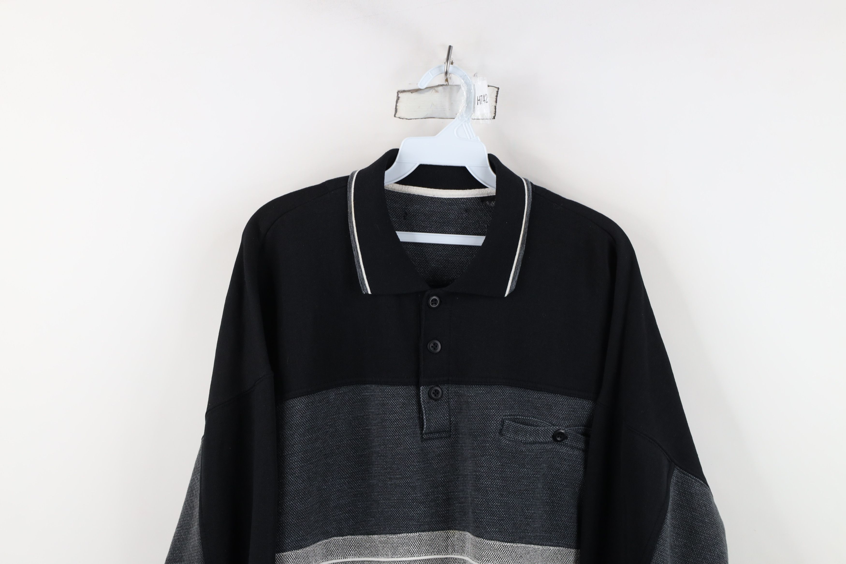 Vintage Vintage 90s Streetwear Block Collared Pullover Sweatshirt Size US XL / EU 56 / 4 - 2 Thumbnail