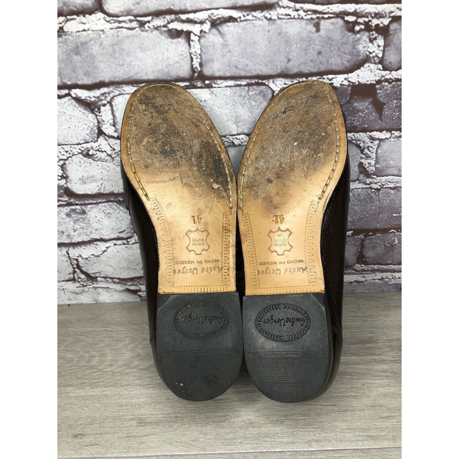 Other Andre Verger Brown Leather Tassel Loafers Handsewn Shoes Men Size US 8 / EU 41 - 23 Thumbnail