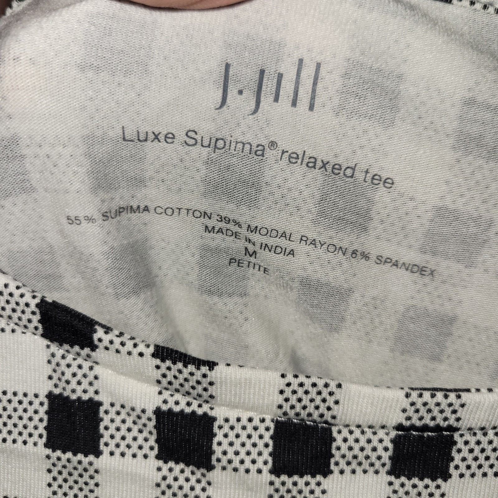& Other Stories J Jill Black White Checkered Luxe Relaxed Tee Shirt Size MP Size XL / US 12-14 / IT 48-50 - 2 Thumbnail