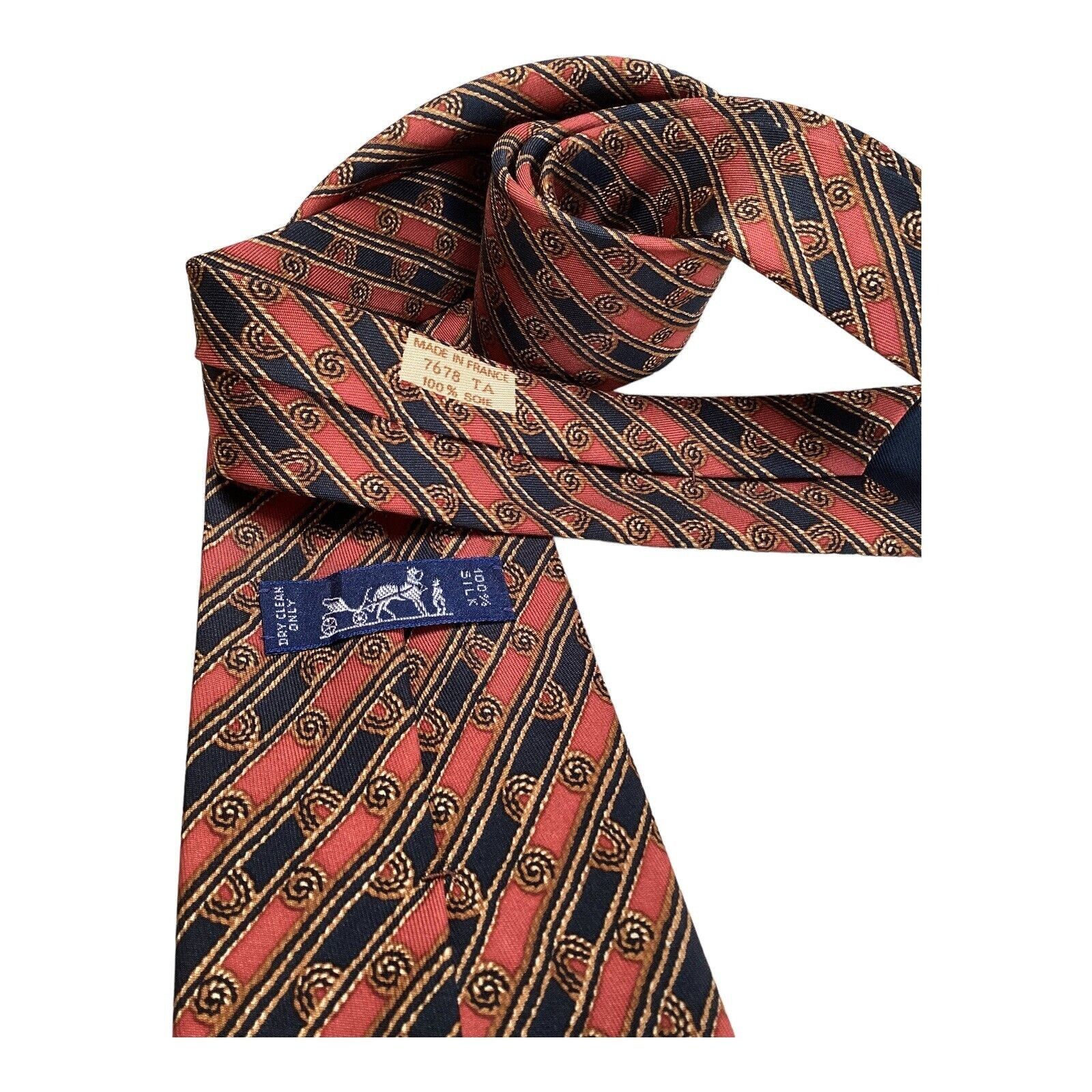Hermes HERMES Paris 7678 TA Red Striped Luxury Silk Tie France W: 3 Size ONE SIZE - 4 Thumbnail