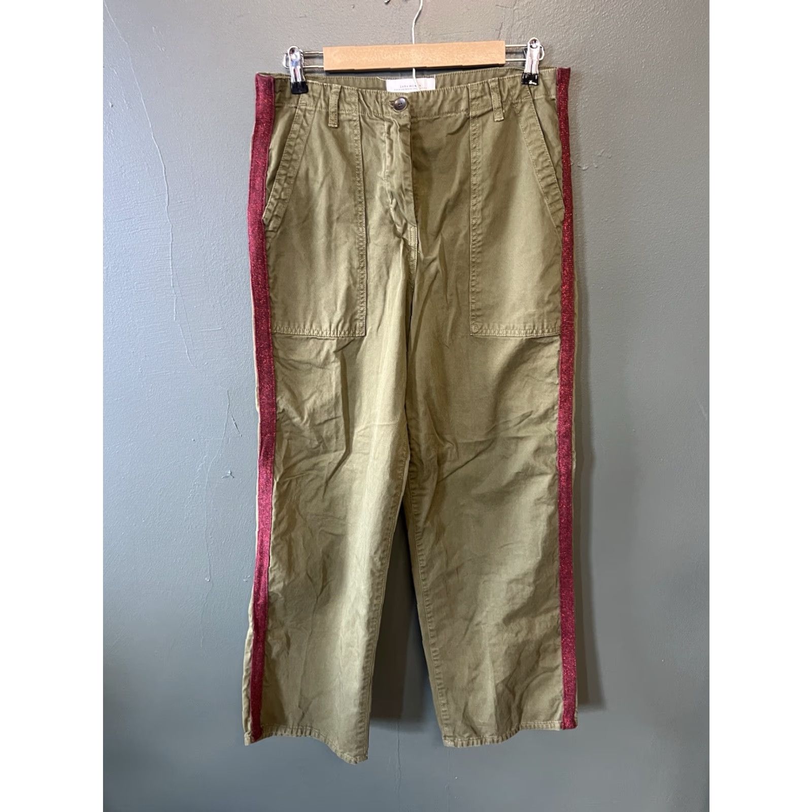Zara Zara Woman The Worker Straight High Rise Side Striped Pants Size 8 Size 30" / US 8 / IT 44 - 2 Thumbnail