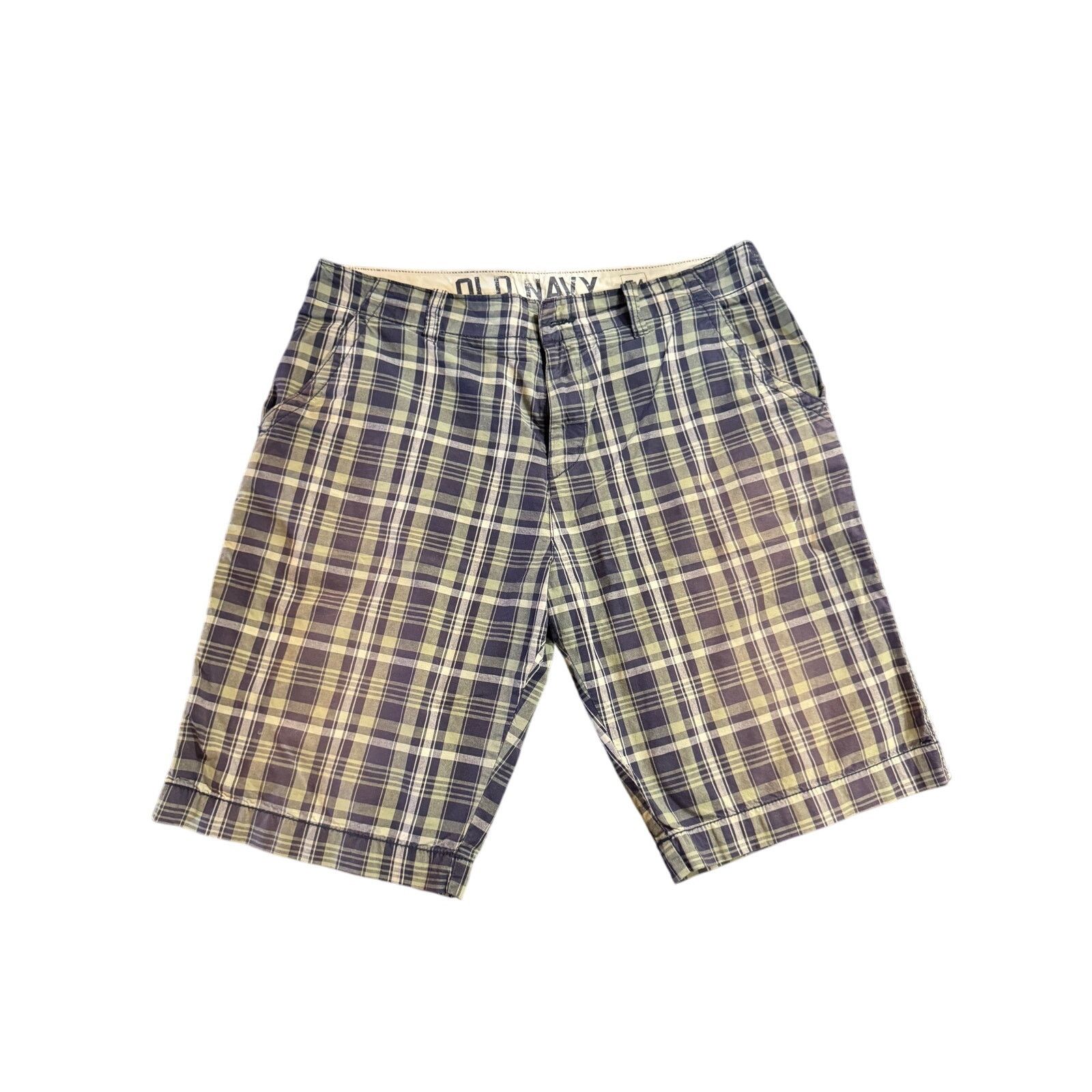 Old Navy Old Navy Plaid Shorts Men's 34 Purple Green 100% Cotton 11" Size US 34 / EU 50 - 1 Thumbnail