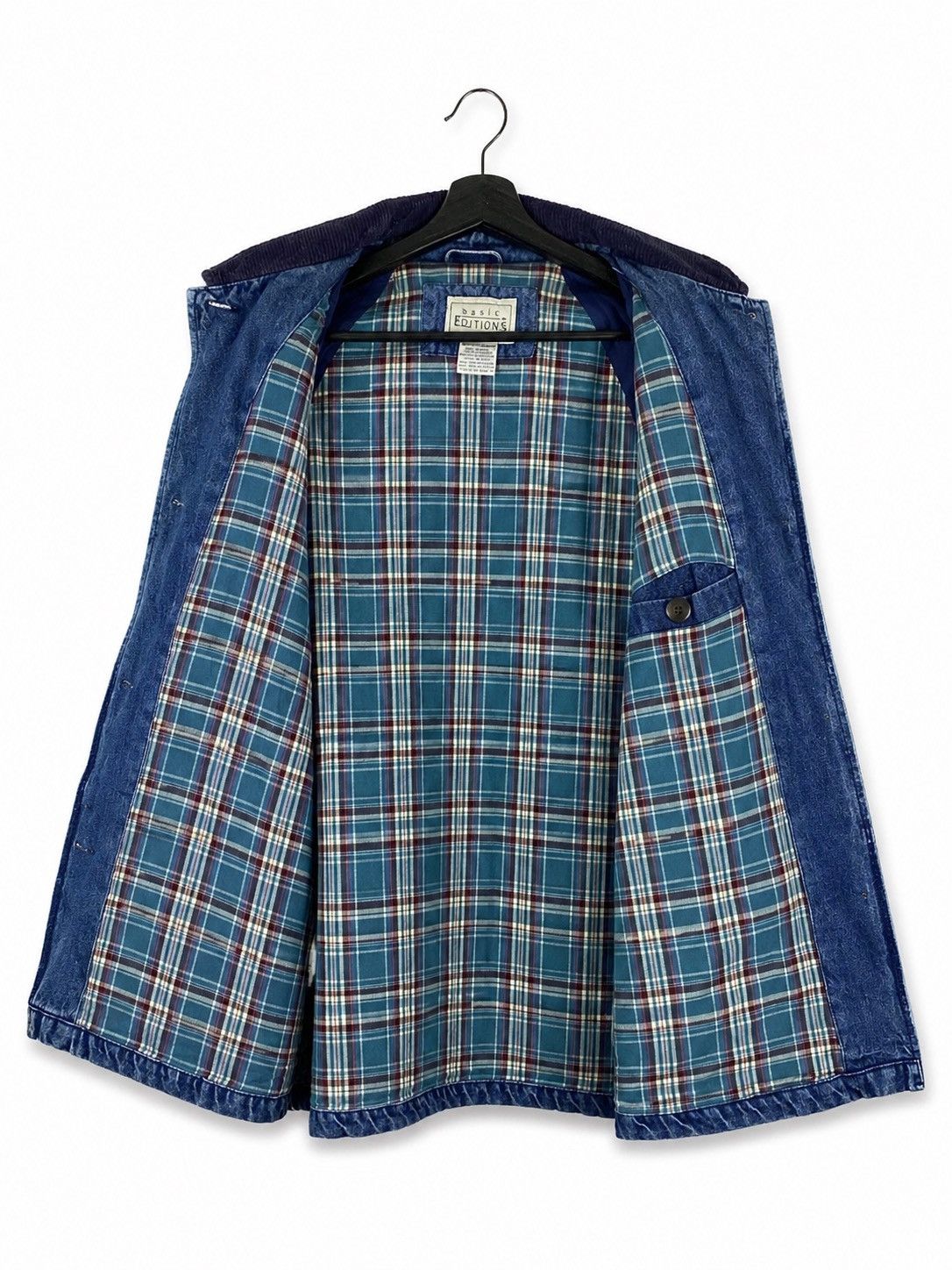 Basic Editions Vintage Basic Editions Denim Jacket Plaid Corduroy Collar Size US M / EU 48-50 / 2 - 3 Thumbnail