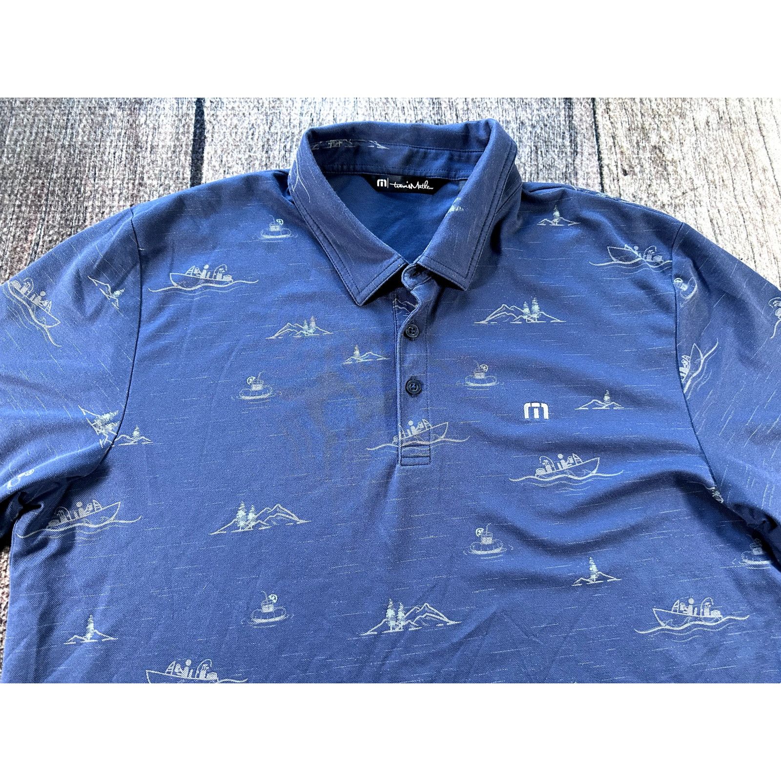 TravisMathew Travis Mathew Boats Buoy Polo Shirt Mens XL Blue Cotton Poly Size US XL / EU 56 / 4 - 3 Thumbnail