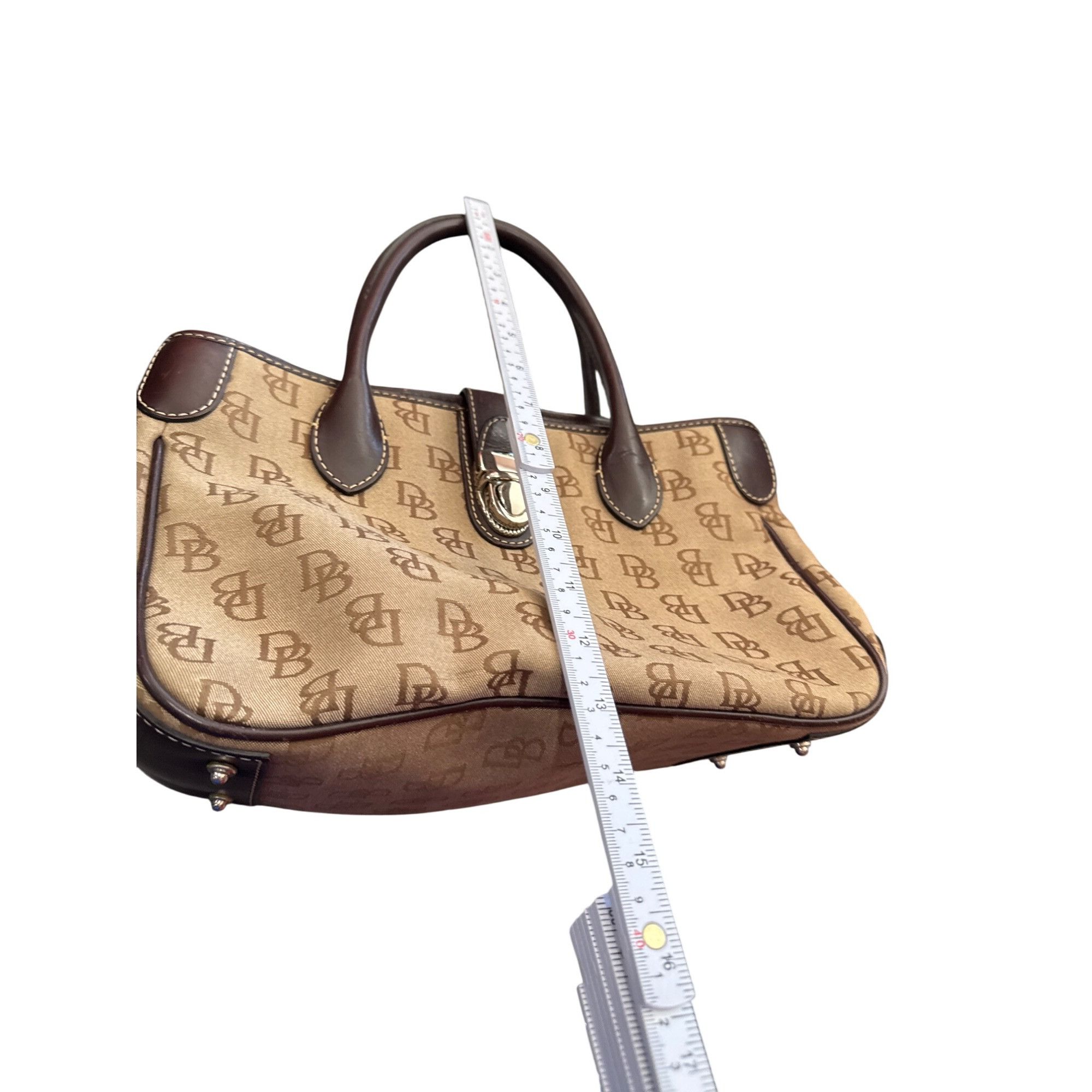 Dooney & Bourke Dooney Bourke womans Brown Leather Canvas Satchel Handbag SK Size ONE SIZE - 7 Thumbnail