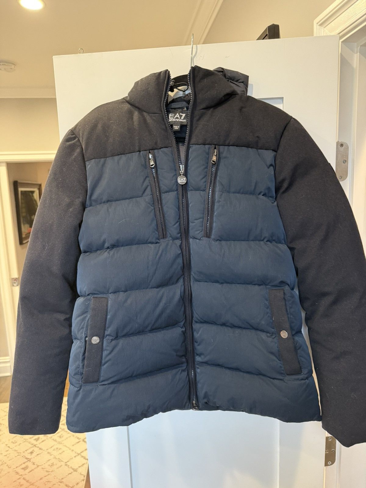 Emporio Armani Navy + Black Emporio Armani Short Down Coat Size US M / EU 48-50 / 2 - 2 Thumbnail