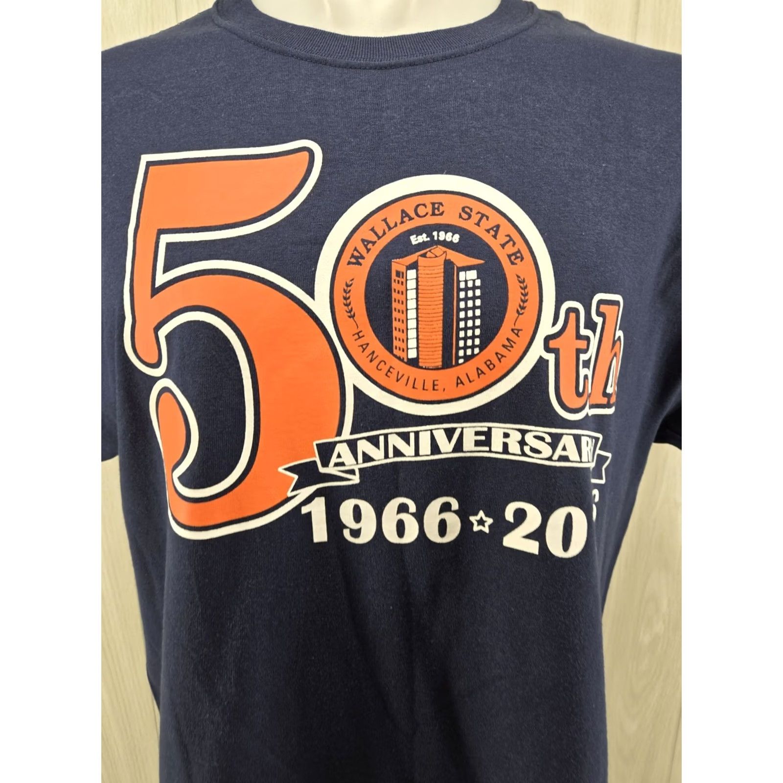 Gildan VINTAGE Wallace State Community College AL 50 anniversary Shirt Mens L Blue Gildan Ultra Cotton T-Shirt Crew Neck Short Sleeve Men Size US L / EU 52-54 / 3 - 2 Thumbnail