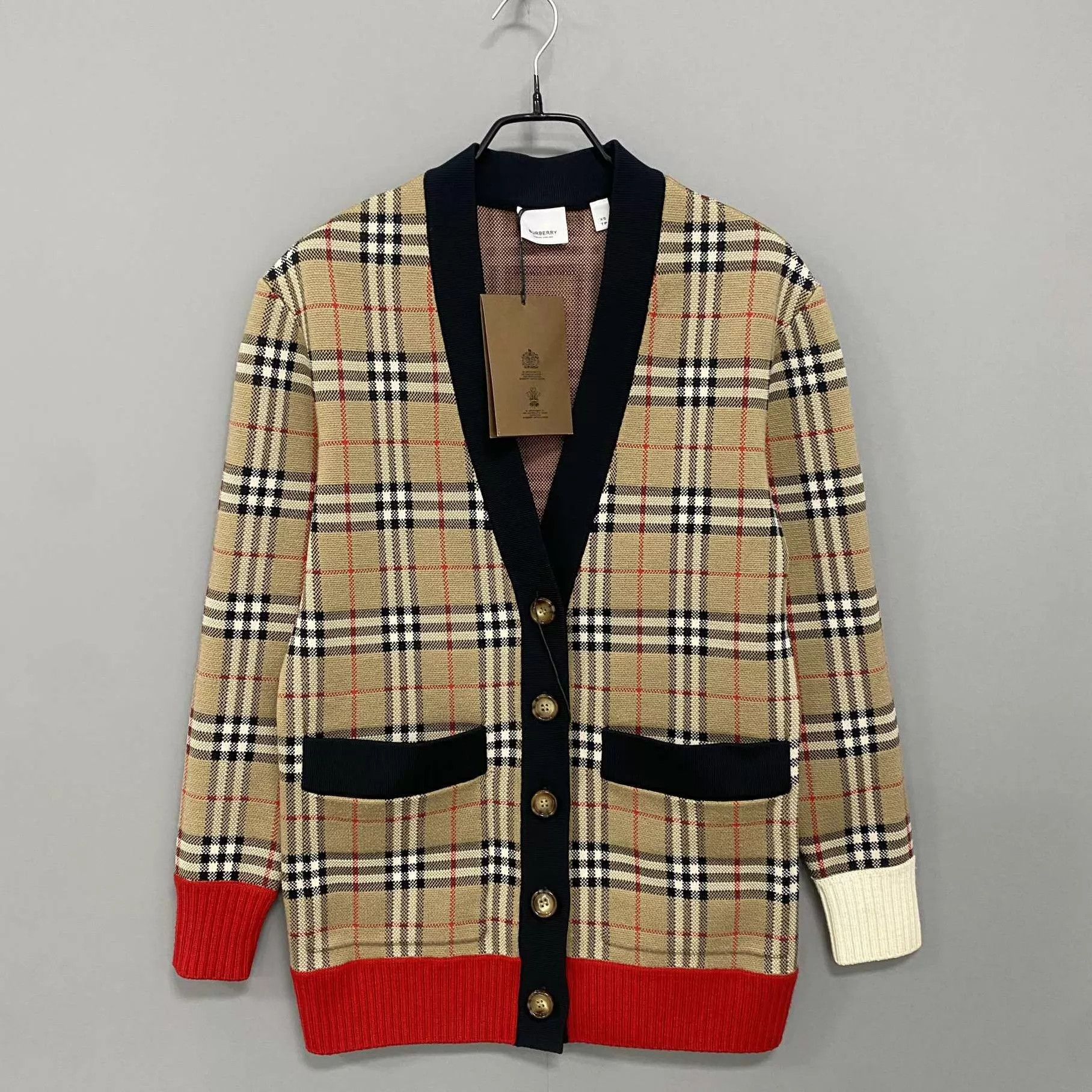 Burberry Burberry Classic Check Wool Cardigan New XS Size XS / US 0-2 / IT 36-38 - 1 Thumbnail