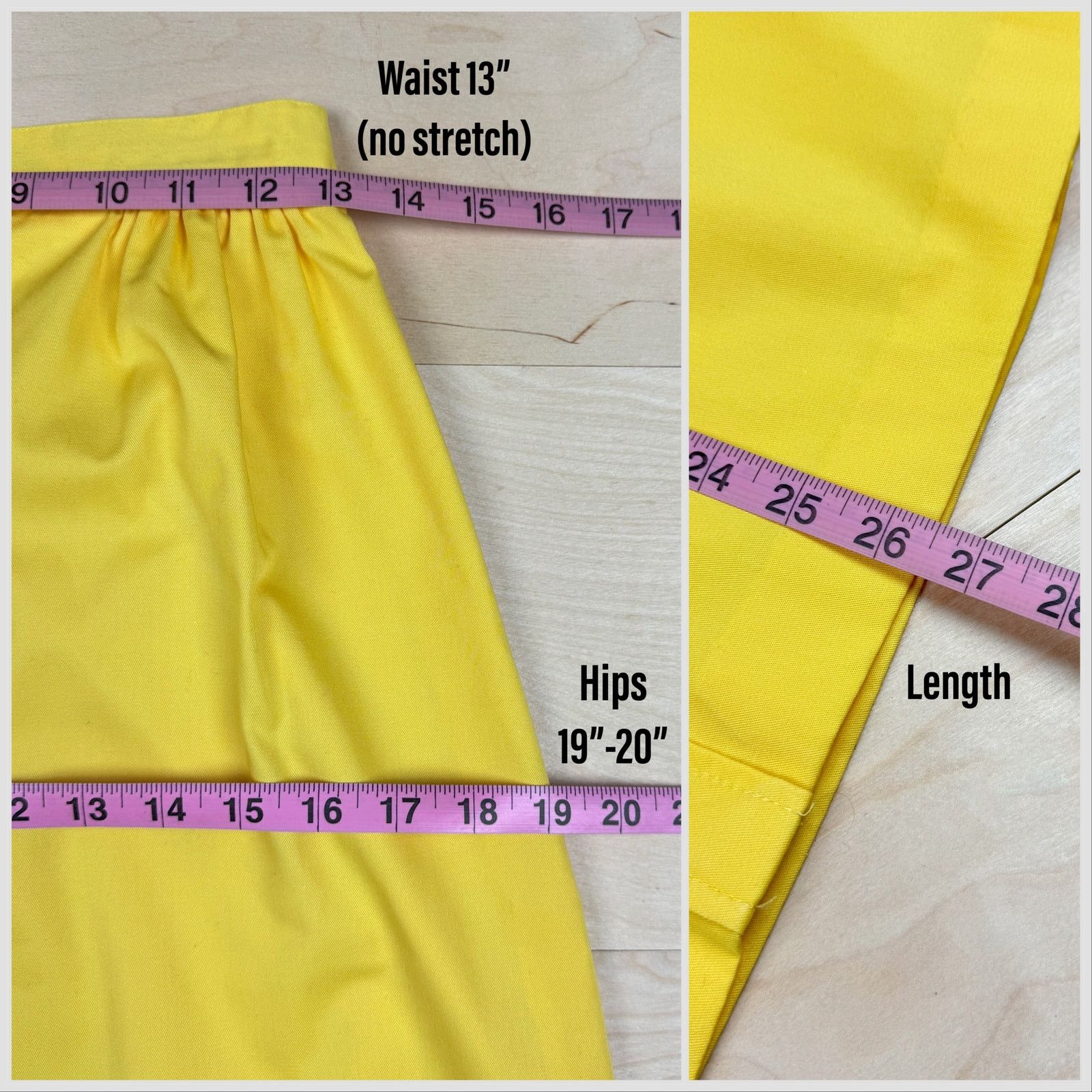 Vintage Vintage 1970s Yellow Cotton Button Front Skirt Size 26" / US 2 / IT 38 - 5 Thumbnail
