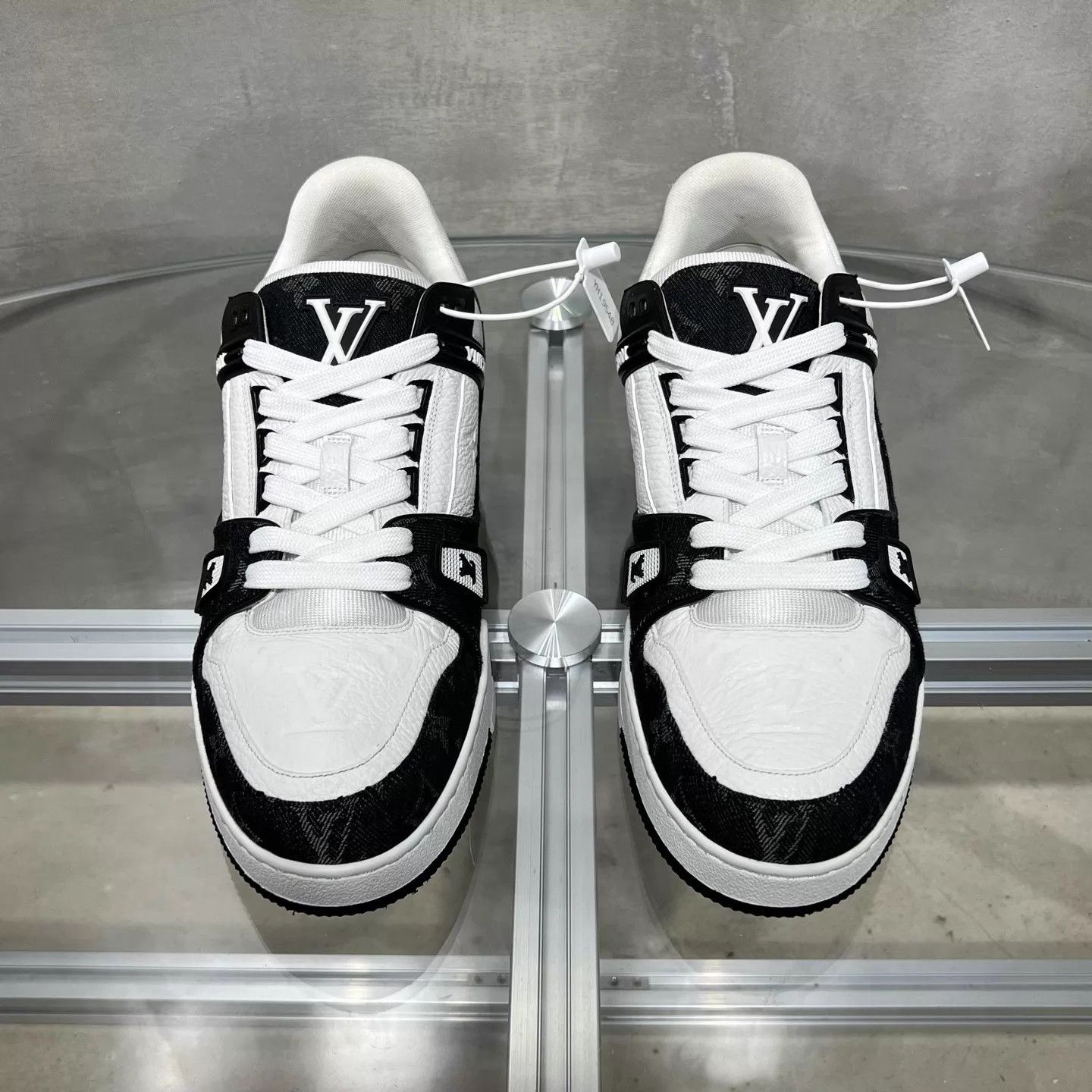 Louis Vuitton LV TRAINER Black & White Denim Sneakers UK9.5 Size US 10.5 / EU 43-44 - 1 Thumbnail