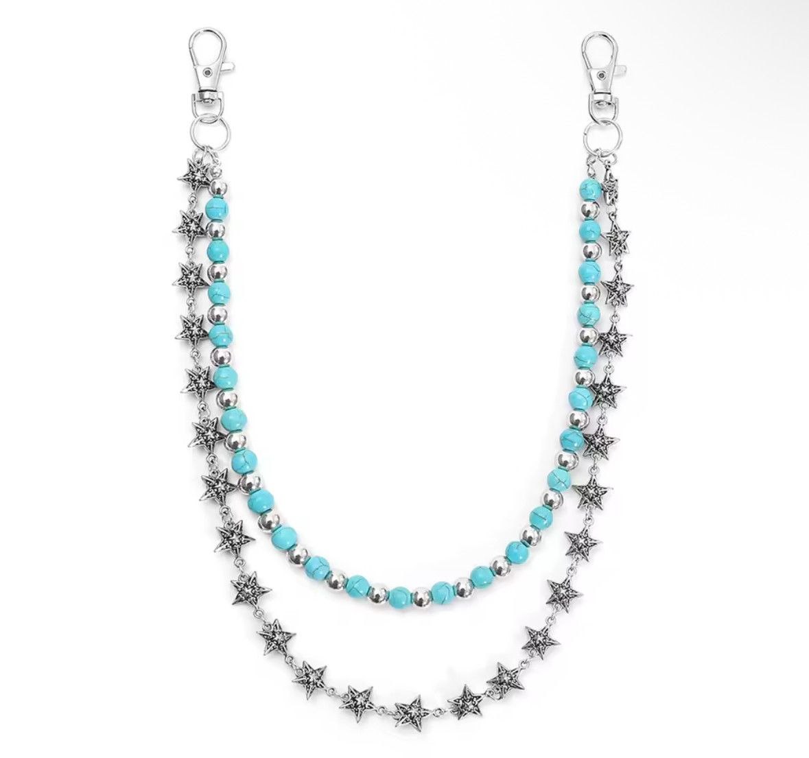 Other Double Layer Blue Pearl Star KeyChain Jean Wallet Belt Chain Size ONE SIZE - 2 Thumbnail