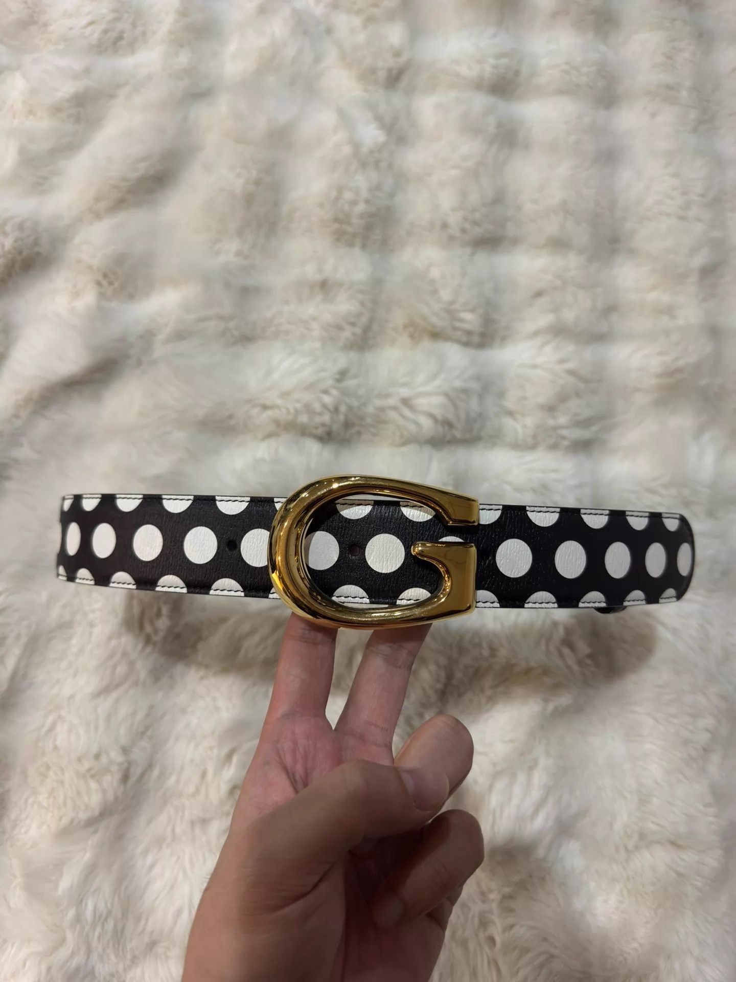 Gucci Gucci GG Buckle Black White Polka Dot Belt 85 NWT Size ONE SIZE - 2 Thumbnail