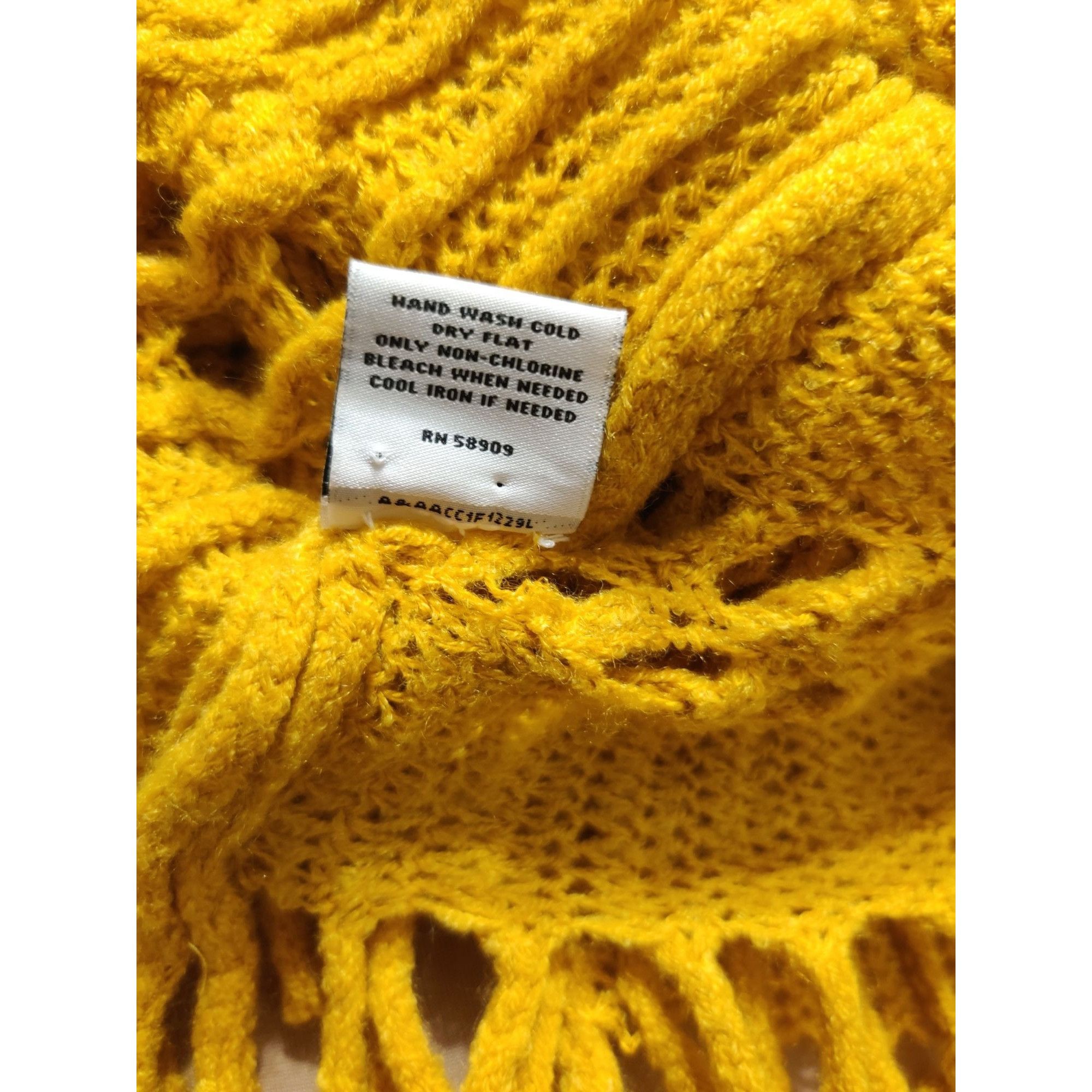 Other Anna & Ava Mustard Yellow Crochet Fringe Infinity Scarf Open Size ONE SIZE - 12 Thumbnail