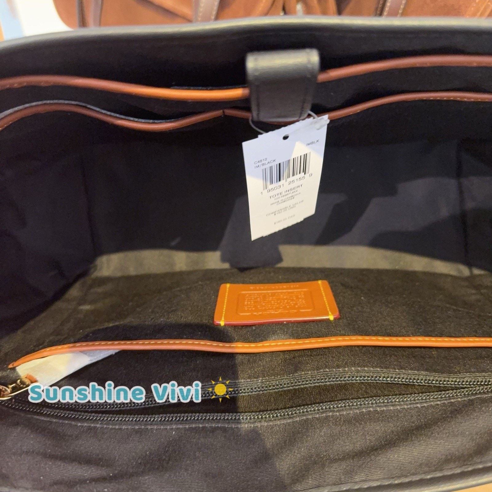 Coach NWT Coach Large Tote Bag Insert Canvas Leather Black C4812 Size ONE SIZE - 6 Thumbnail