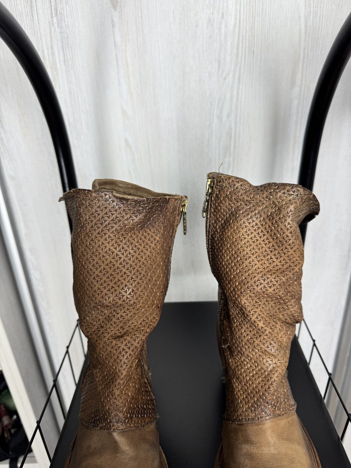 A.S.98 Airstep AS98 Brown Leather Boho Biker Ankle Distressed Boots Size US 7 / IT 37 - 8 Thumbnail