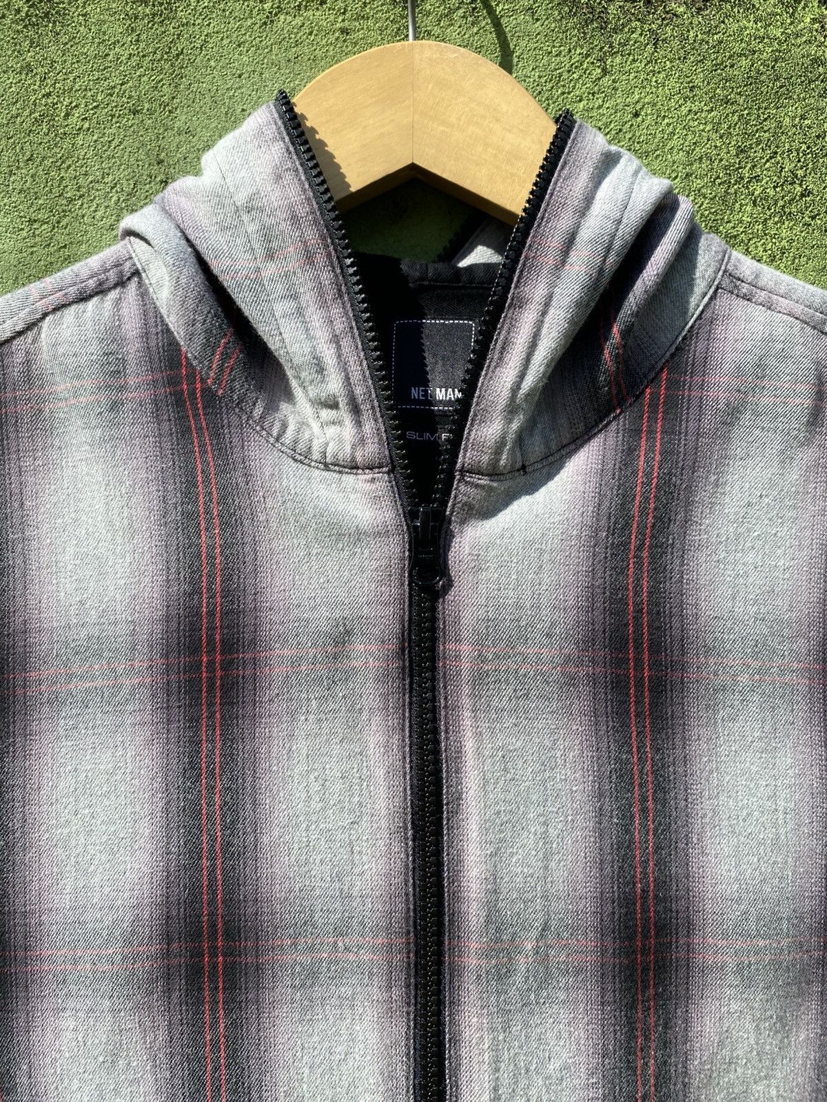 Japanese Brand Net Man Slim Fit Classic Grey Plaid Hoodie Full Zip Casual Size US L / EU 52-54 / 3 - 3 Thumbnail
