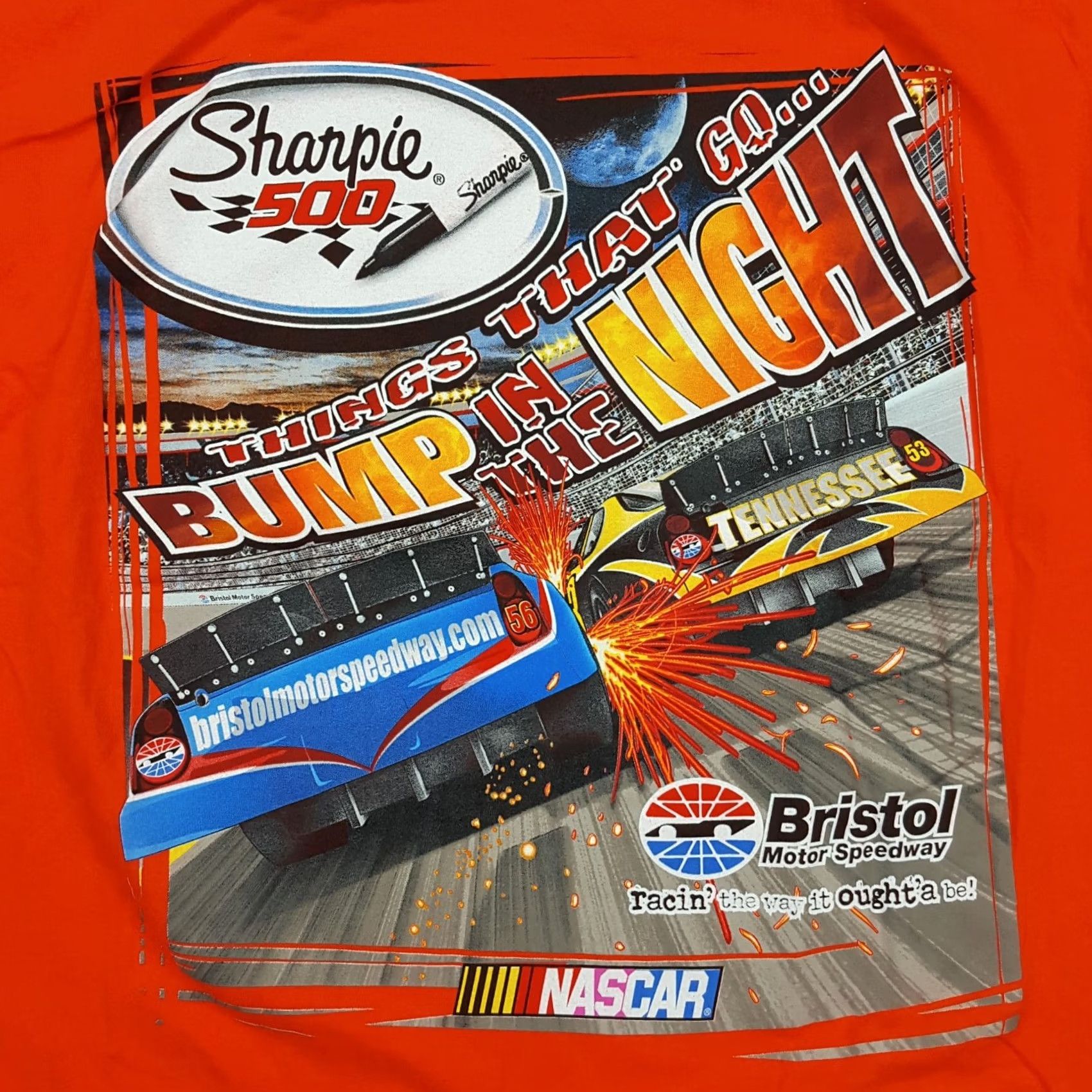 Gildan VINTAGE NASCAR Bristol Y2K Men's Large Orange Retro Racing T Shirt Car Auto Sharpie Size US L / EU 52-54 / 3 - 3 Thumbnail