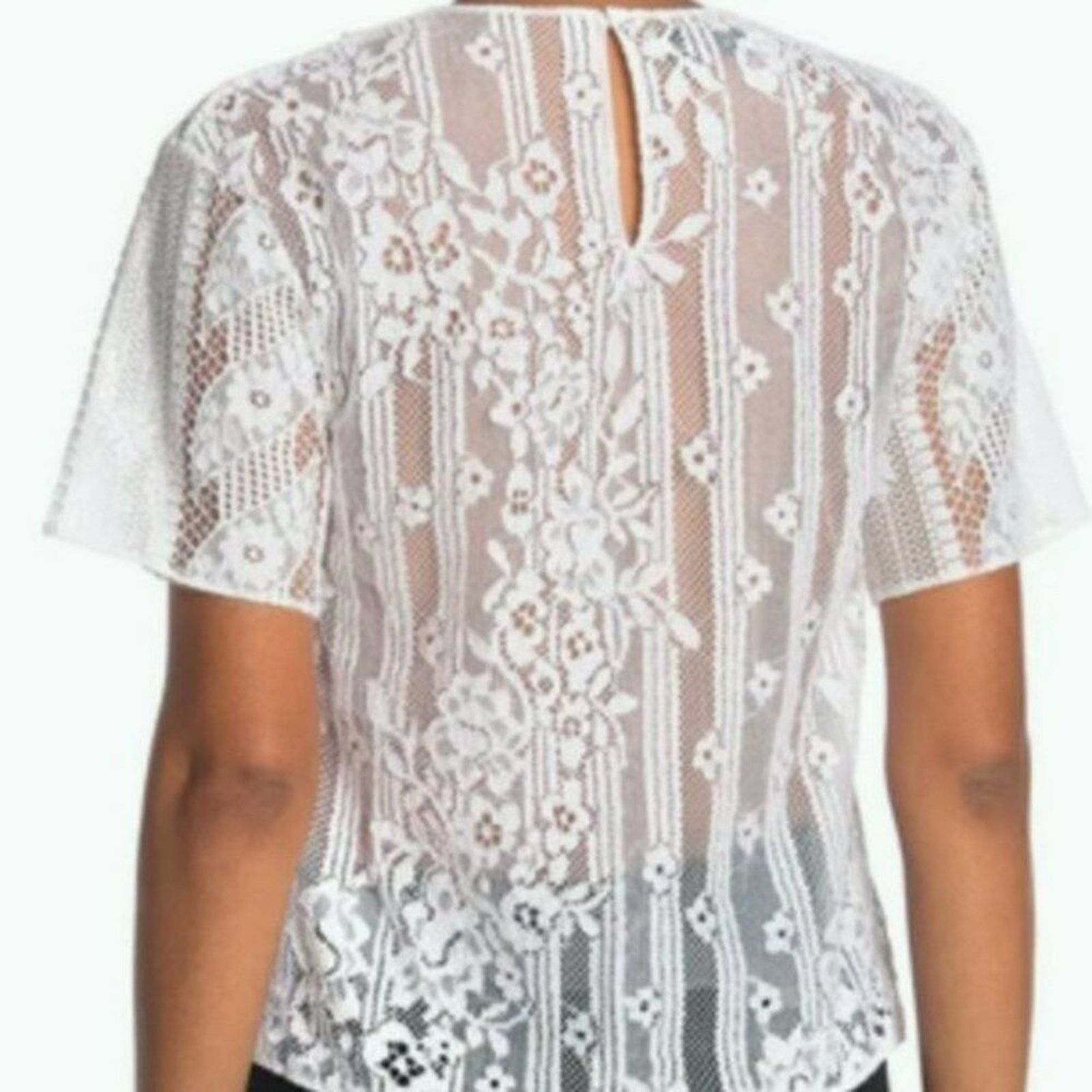 Valentino Valentino Lace Short Sleeve Shirt White size 6 Size M / US 6-8 / IT 42-44 - 2 Thumbnail