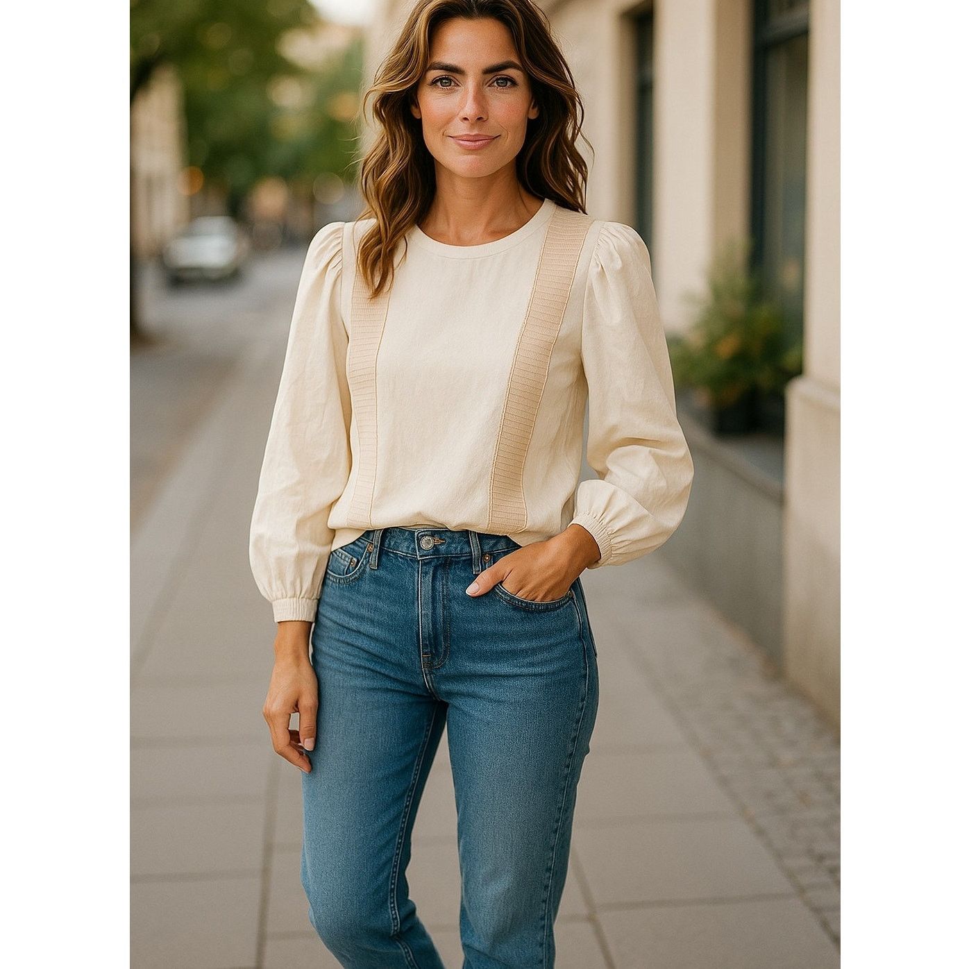 Zara NWT Zara Combination Banded Top - White & Cream - Size Small Size S / US 4 / IT 40 - 1 Thumbnail