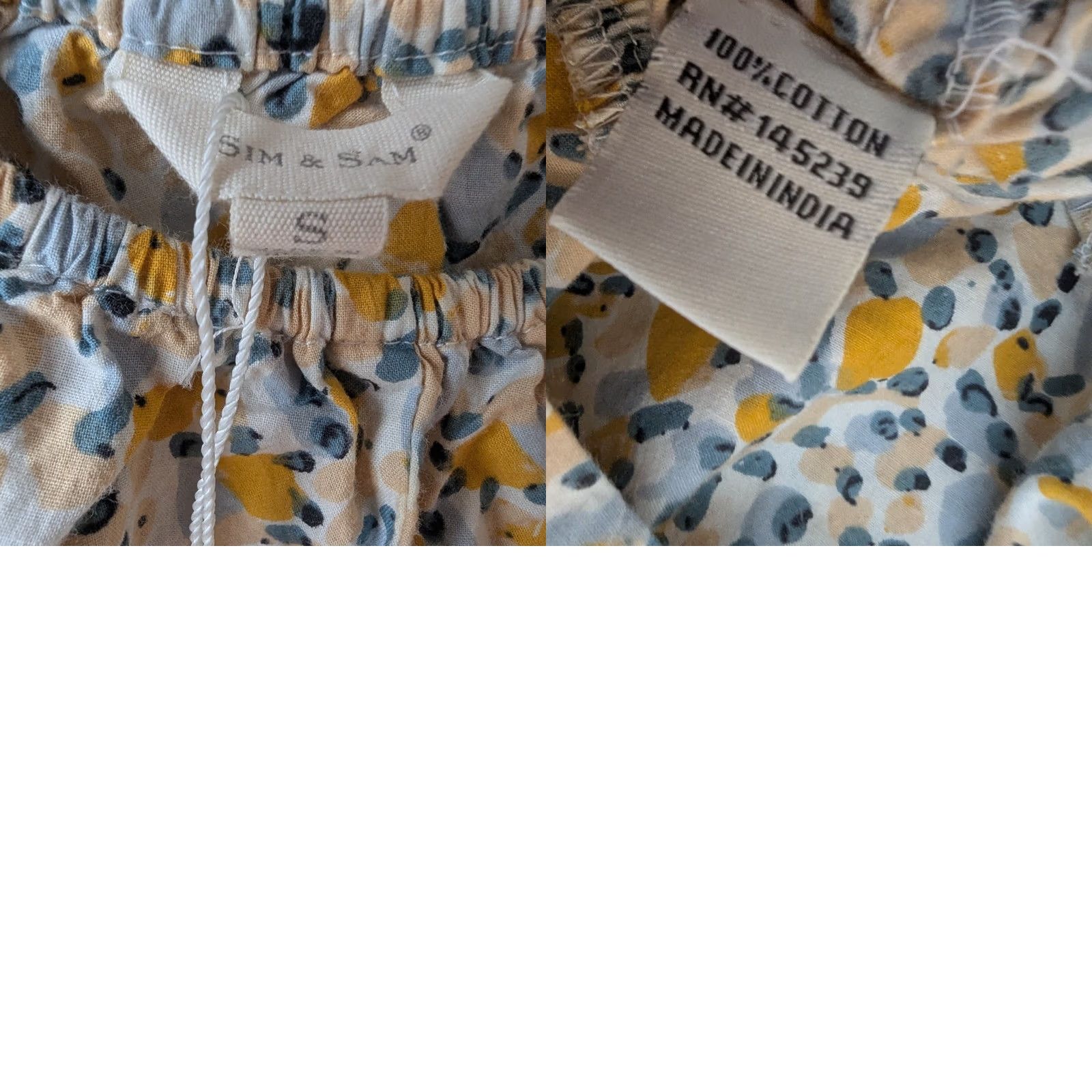 Vintage Cropped Blouse Top Womens Sz S Blue Yellow Dot Print Puff Sleeve Boho Coquette Size S / US 4 / IT 40 - 8 Thumbnail