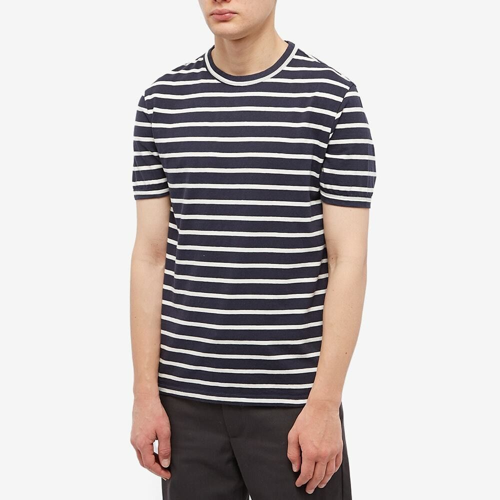 Officine Generale o1mle1025 Stripe Slub Cotton Short Sleeve T-Shirt Ecru Blue Size US S / EU 44-46 / 1 - 2 Thumbnail