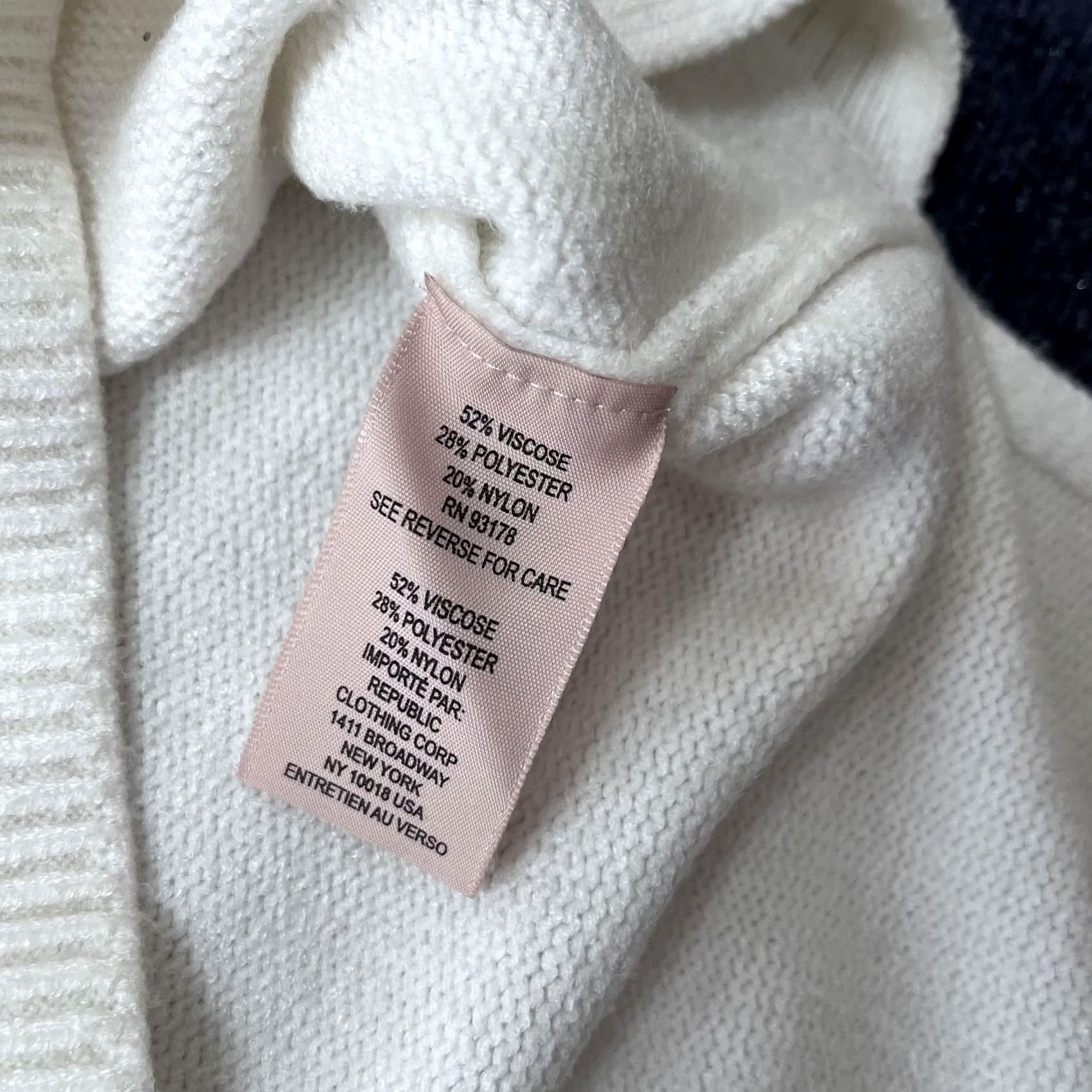 Vintage Philosophy Republic Clothing Sweater Womens 1X White Crew Neck 3/4 Sleeve Ribbed Knit Pullover Size XL / US 12-14 / IT 48-50 - 3 Thumbnail
