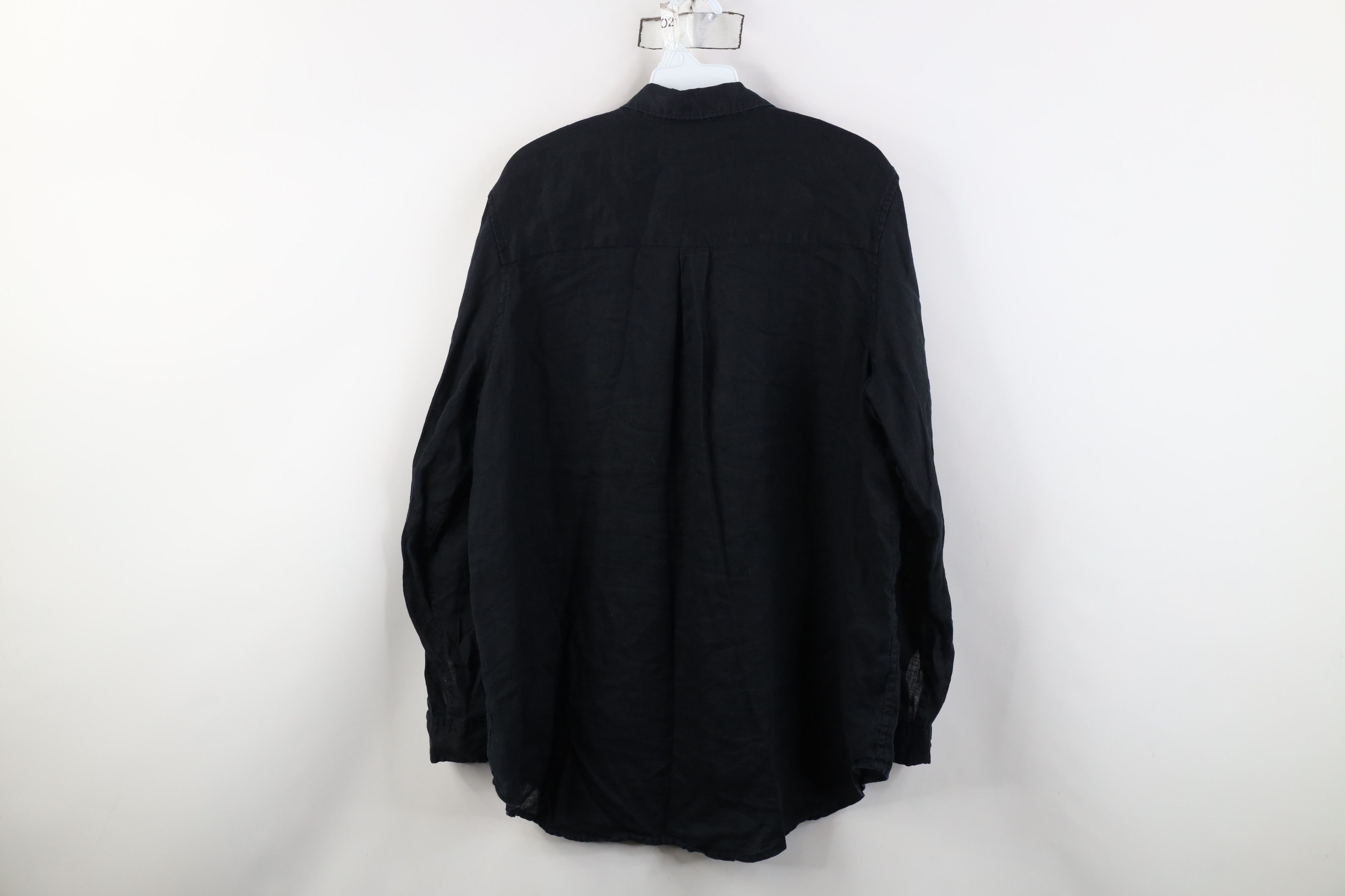 Gap Vintage Y2K Gap Linen Baggy Boyfriend Fit Button Shirt Black Size L / US 10 / IT 46 - 12 Thumbnail