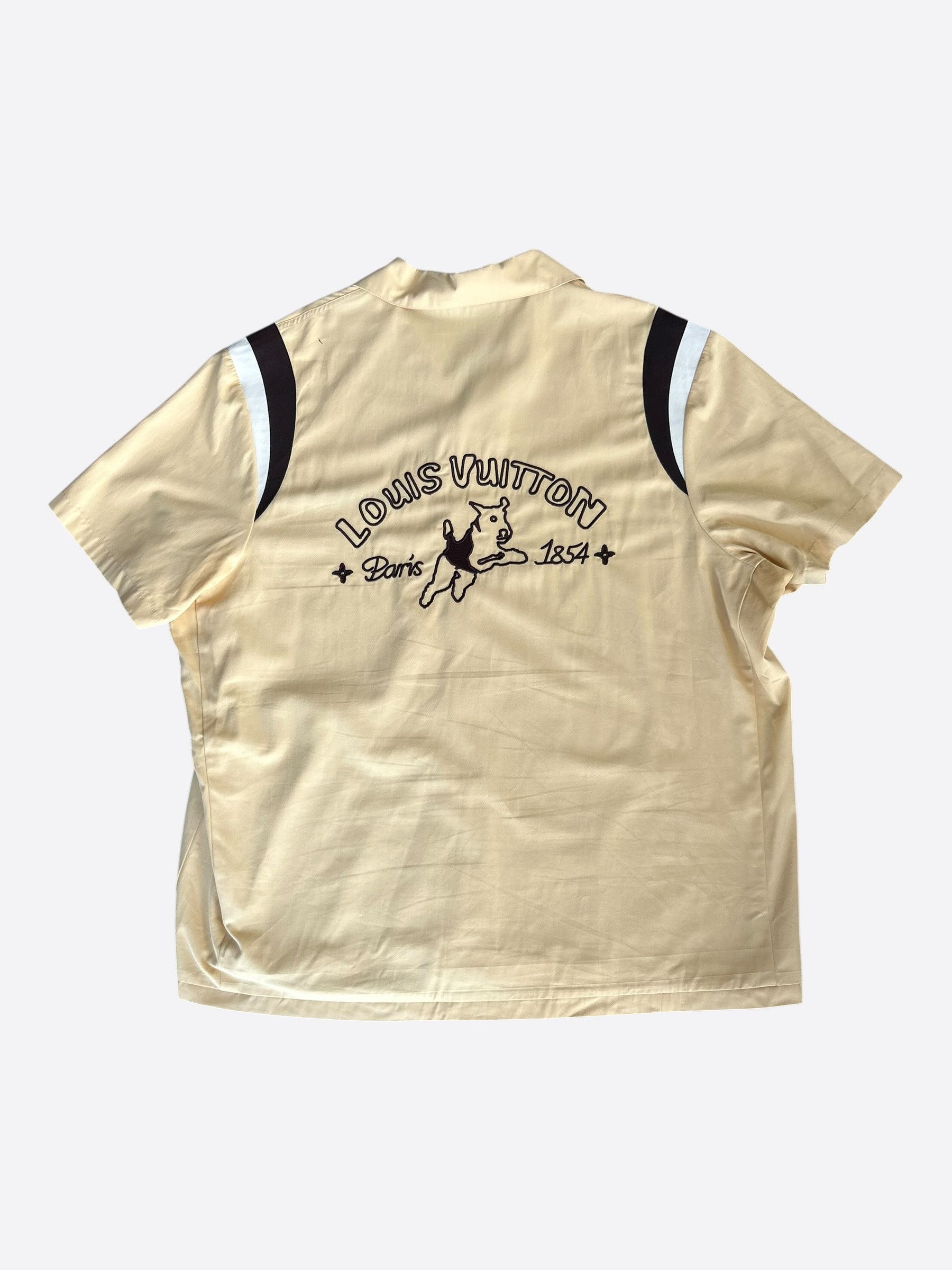 Louis Vuitton Tyler Beige Dog Logo Embroidered Button Up Shirt Size US XXL / EU 58 / 5 - 2 Thumbnail