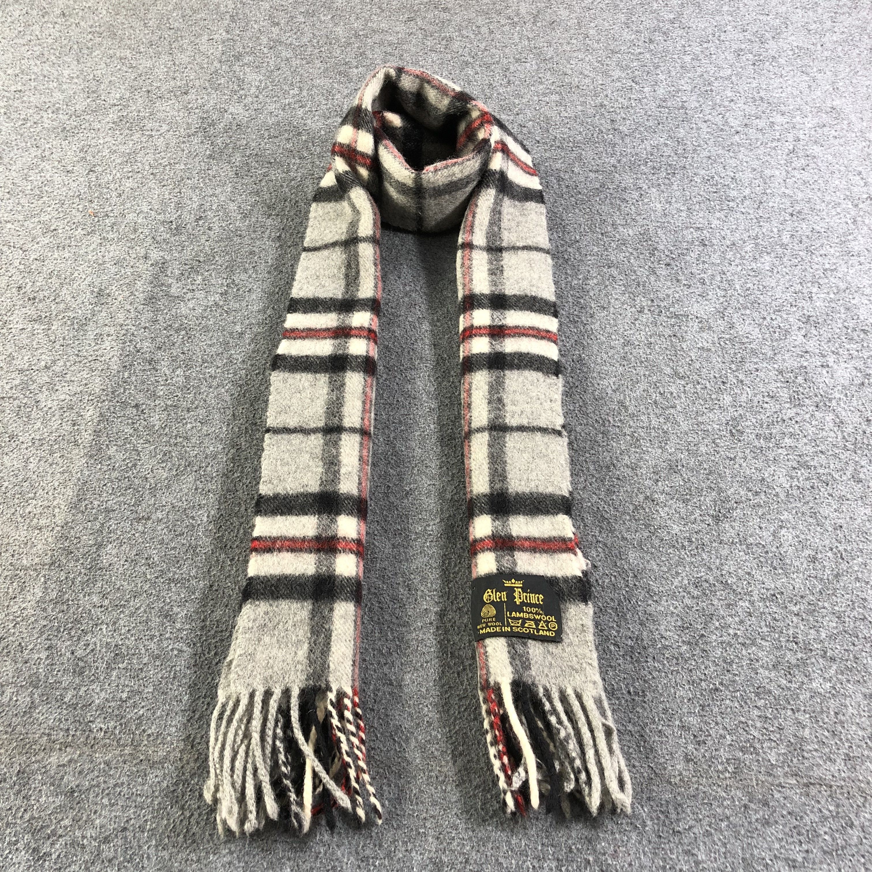 Vintage Glen Prince Grey Tartan Wool Scarf Muffler V1347 Size ONE SIZE - 1 Thumbnail