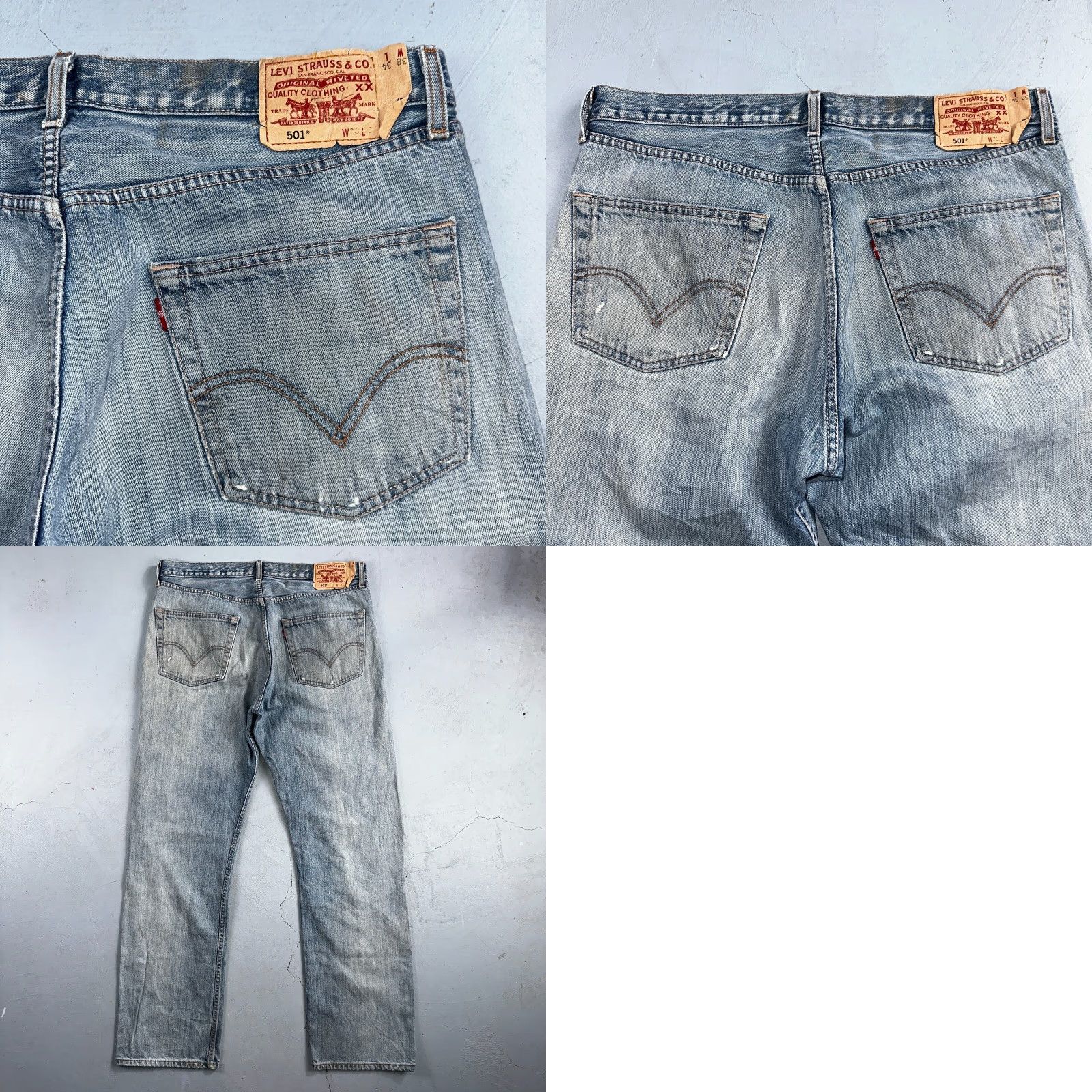 Levi's VINTAGE Levi's 501 Jeans Blue Light Wash 38x34 Straight 90s Mens Denim Cotton Mid Rise 38 Regular Inseam 34 Size US 38 / EU 54 - 11 Thumbnail