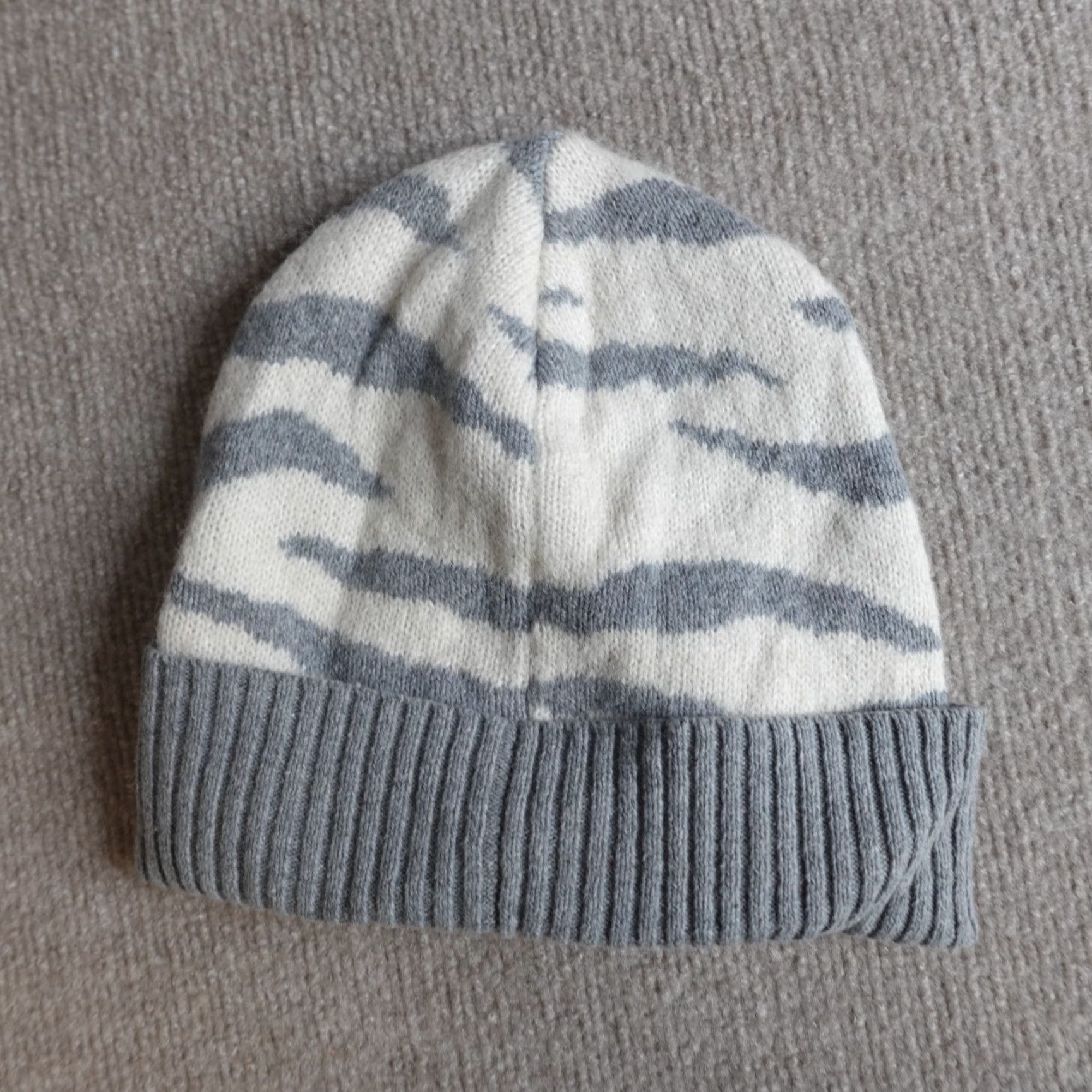 Rebecca Taylor Rebecca Taylor Womens Hat Beanie OS One Size Gray Wool Blend Knit Geometric Pattern Mens? Size ONE SIZE - 7 Thumbnail
