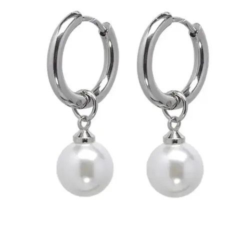 VIBE Punk Circle Round Pearl Hoop Earring Size ONE SIZE - 3 Thumbnail