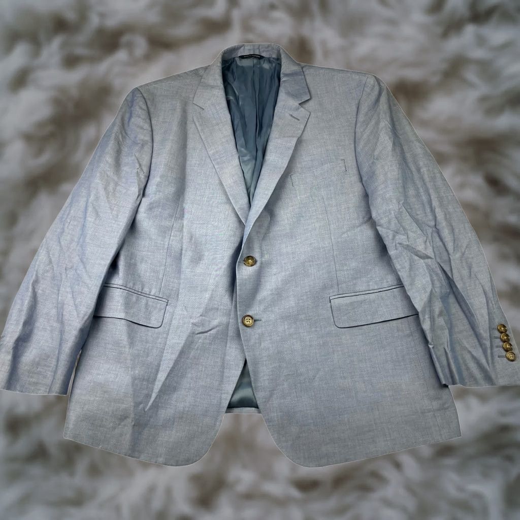 Ralph Lauren Ralph Lauren Men's Blazer 2-Button Chino Cotton Light Blue 46S Navy Notch Lapel Double-Vented Regular Mens Size 46R - 1 Thumbnail