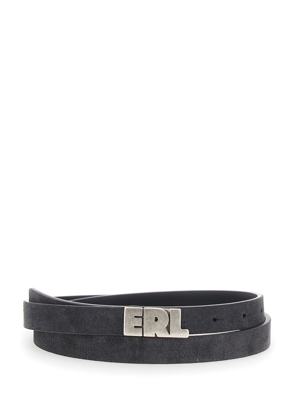 ERL Black Belt with Logo Plate on the Front in Leather Man Size ONE SIZE - 1 Thumbnail