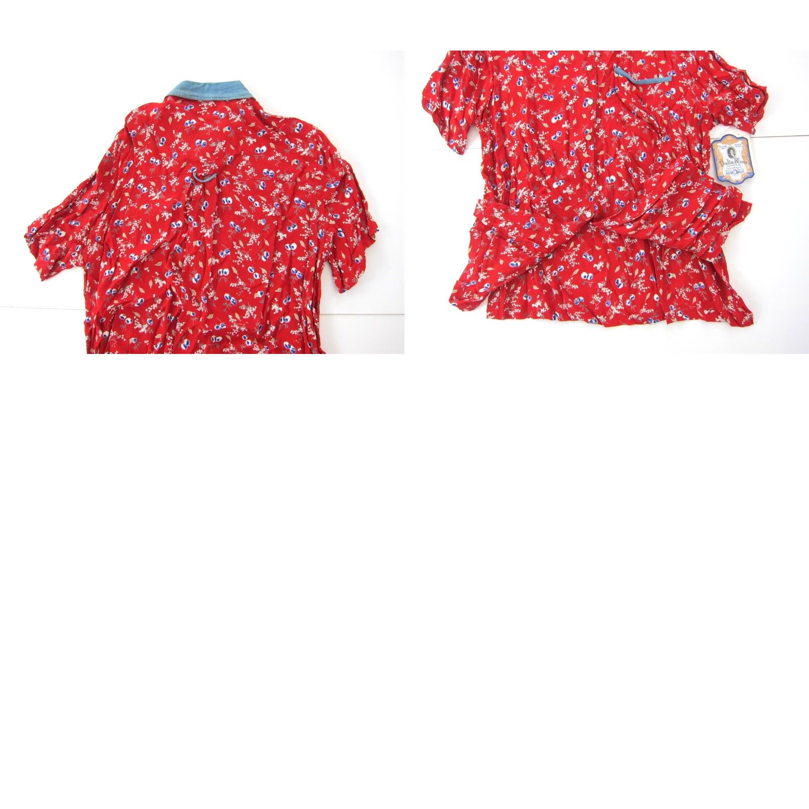 Vintage VINTAGE NWT 100% RAYON Red Floral Collared Button Down Blouse 18W Delta Burke Womens Blouse Size XXL / US 16-18 / IT 52-54 - 8 Thumbnail