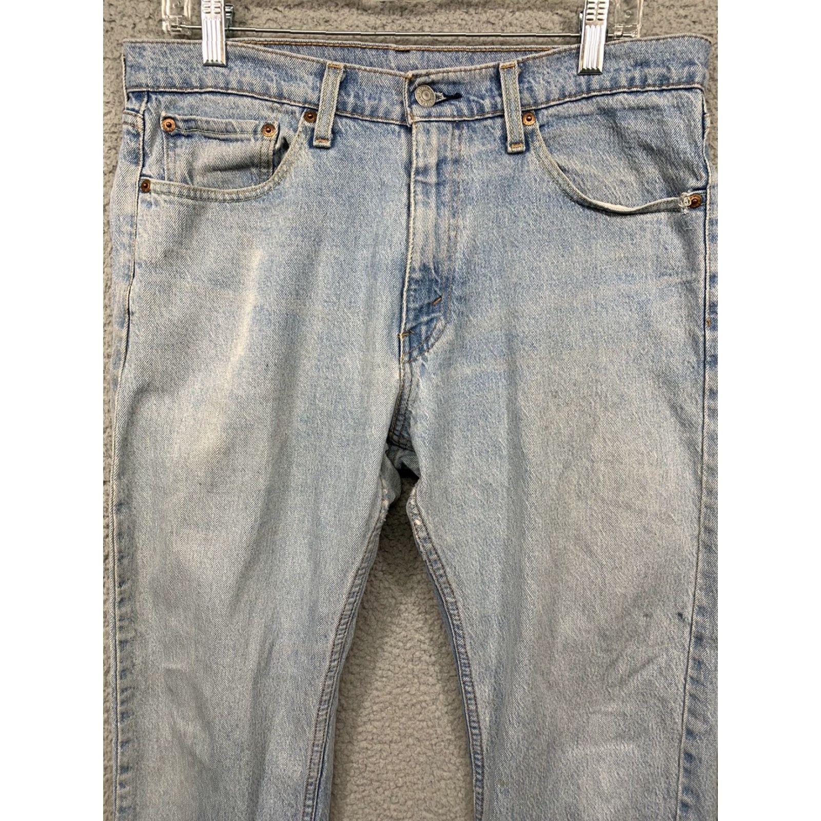 Levi's Levi's 505 Jeans Mens 34 x 30 Straight 5-Pocket Rivets LOGO Red Tab Light Blue Denim Cotton Elastane Regular Rise Mid Vintage: No Size US 34 / EU 50 - 2 Thumbnail