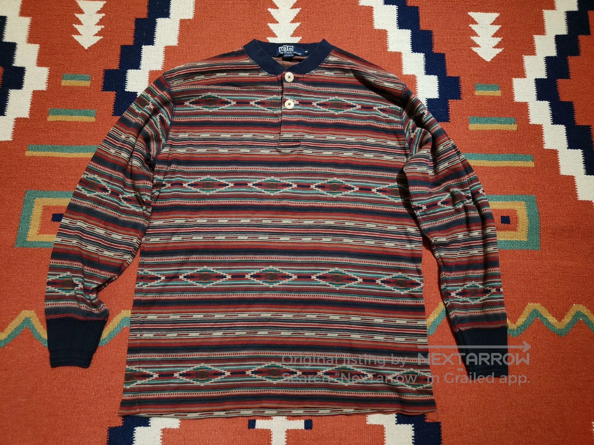 RRL Ralph Lauren Vintage RRL Southwestern Henley Sweater. Size US M / EU 48-50 / 2 - 1 Thumbnail