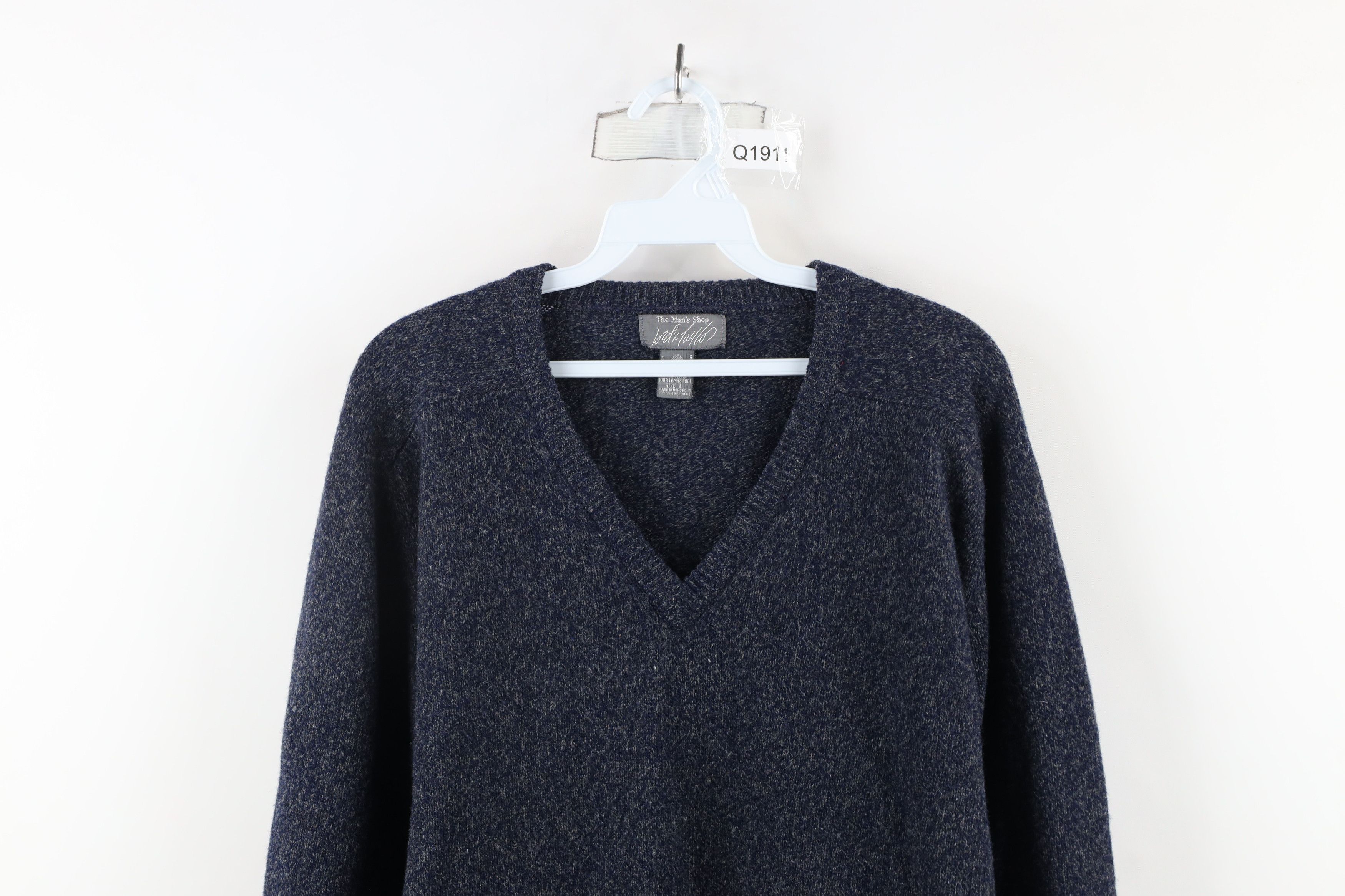 Vintage Vintage 70s Streetwear Lambswool Knit V-Neck Sweater Blue Size US L / EU 52-54 / 3 - 2 Thumbnail