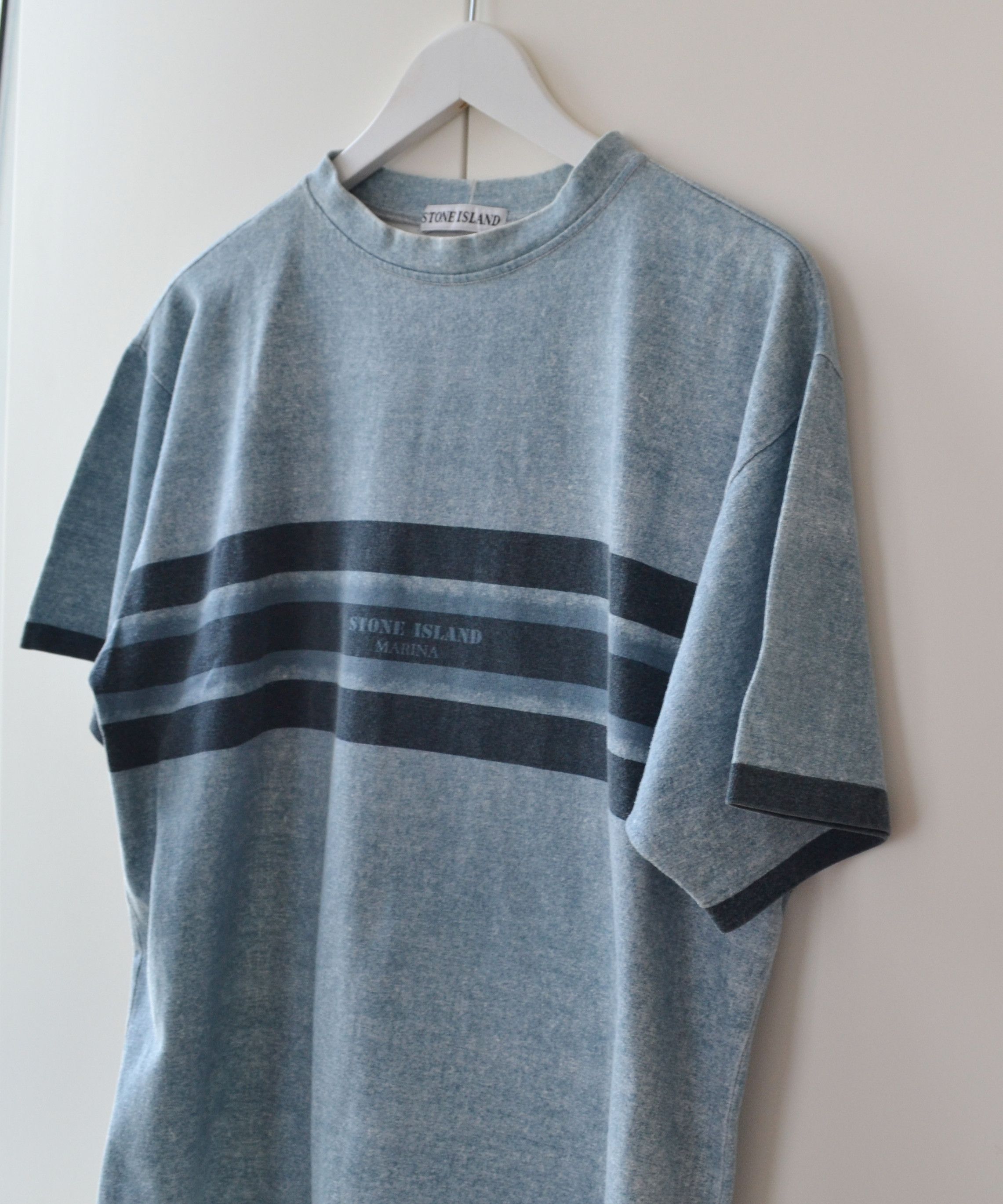 Stone Island STONE ISLAND T Shirt Striped MARINA Print Logo 1995 Blue Size US L / EU 52-54 / 3 - 6 Thumbnail