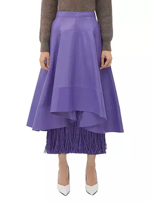 image of Bottega Veneta O1Loc1C0424 716284 Shiny Leather Skirt In Purple, Women's (Size 30)