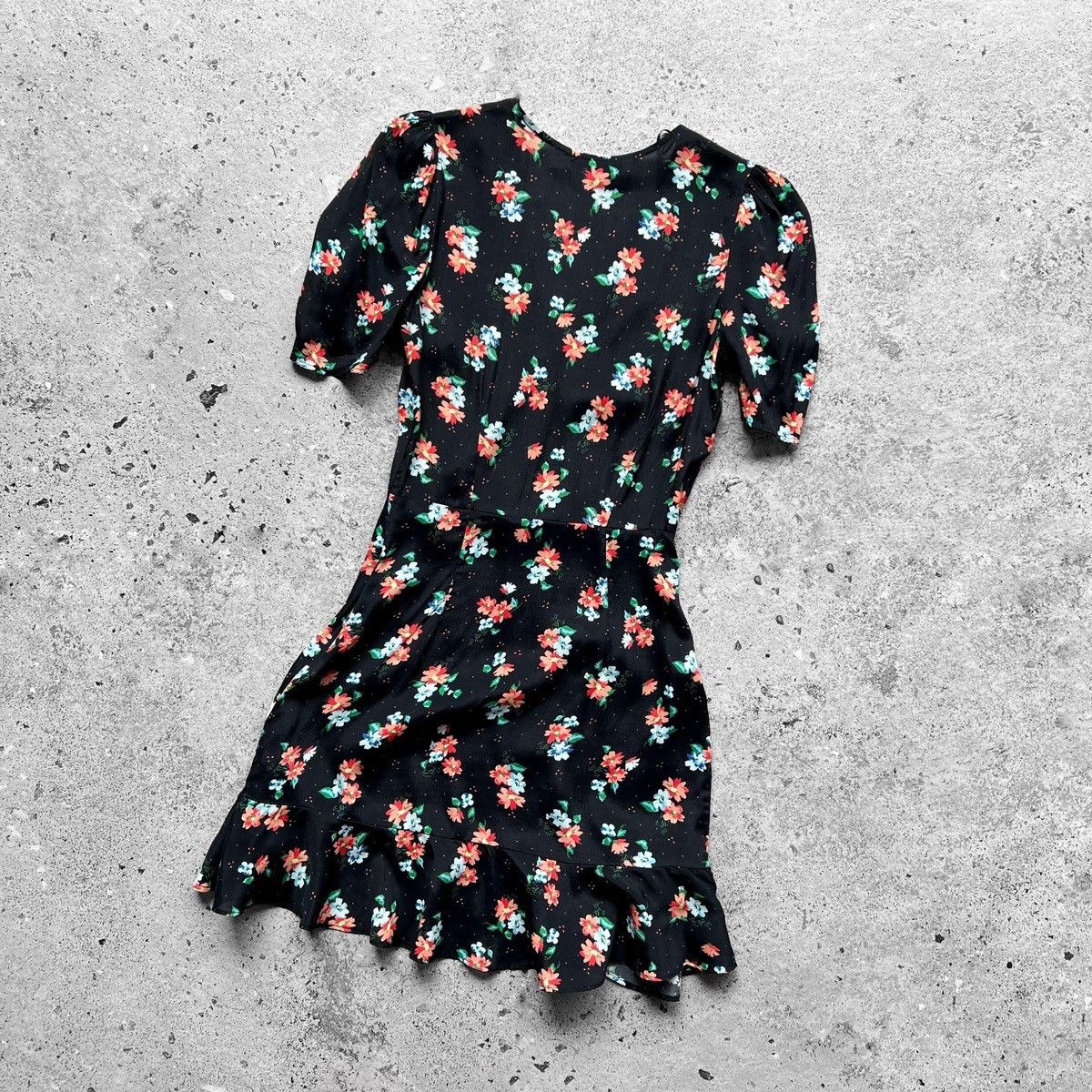 Designer × Zara Zara Women’s Viscose Black Floral Dress Streetwear Size XS / US 0-2 / IT 36-38 - 7 Thumbnail