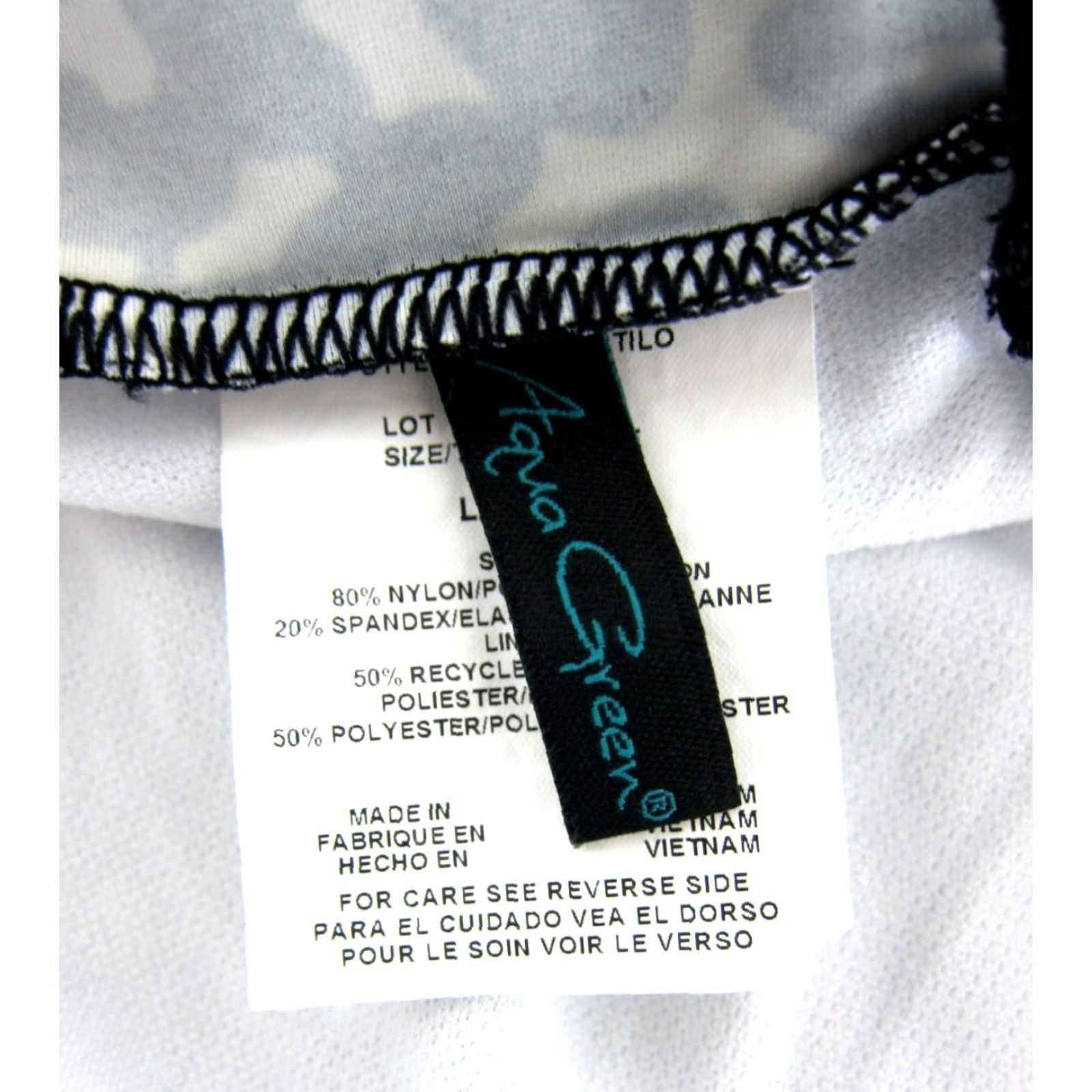 AQUA Aqua Green Black White Polka Dot Slimming One Piece Halter Swimsuit Dress Large Size L / US 10 / IT 46 - 3 Thumbnail