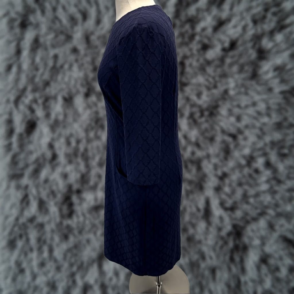 J.McLaughlin J. McLaughlin Dress Womens M Navy Blue Textured Catalina Cloth Pockets Career Dress Sheath Pockets Blue M Women's Vintage No Size M / US 6-8 / IT 42-44 - 1 Thumbnail