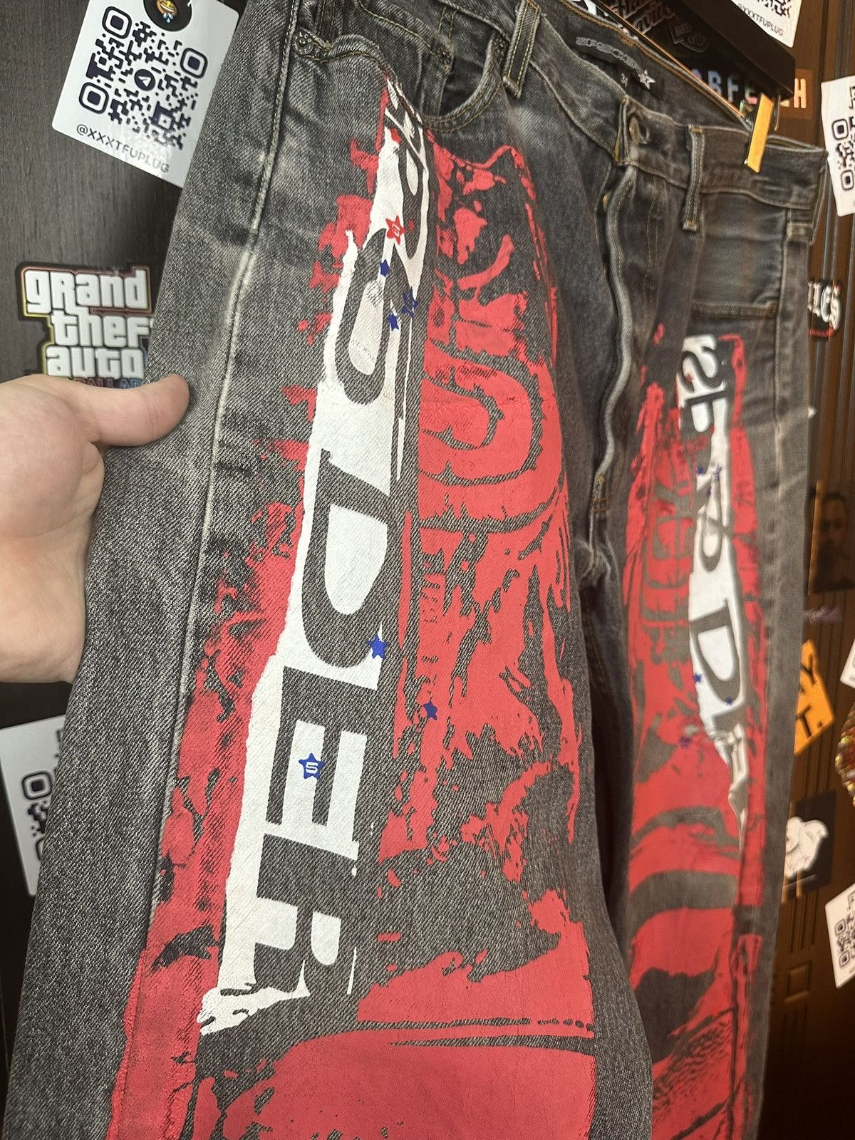 Sp5der × Young Thug Spider Worldwide Red Moto Jeans Size US 34 / EU 50 - 3 Thumbnail