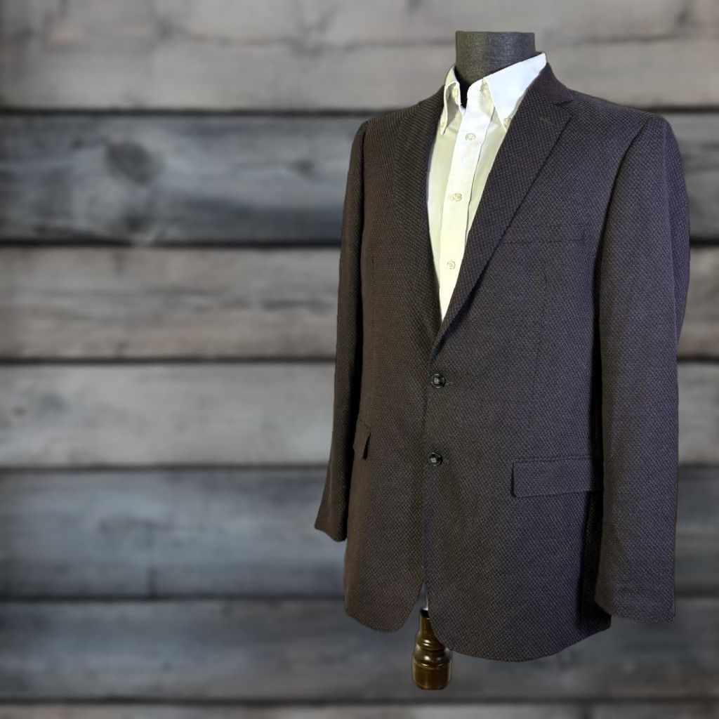 Calvin Klein Sport Coat Mens 44L Burgundy Purple Soft Flannel Textured Blazer