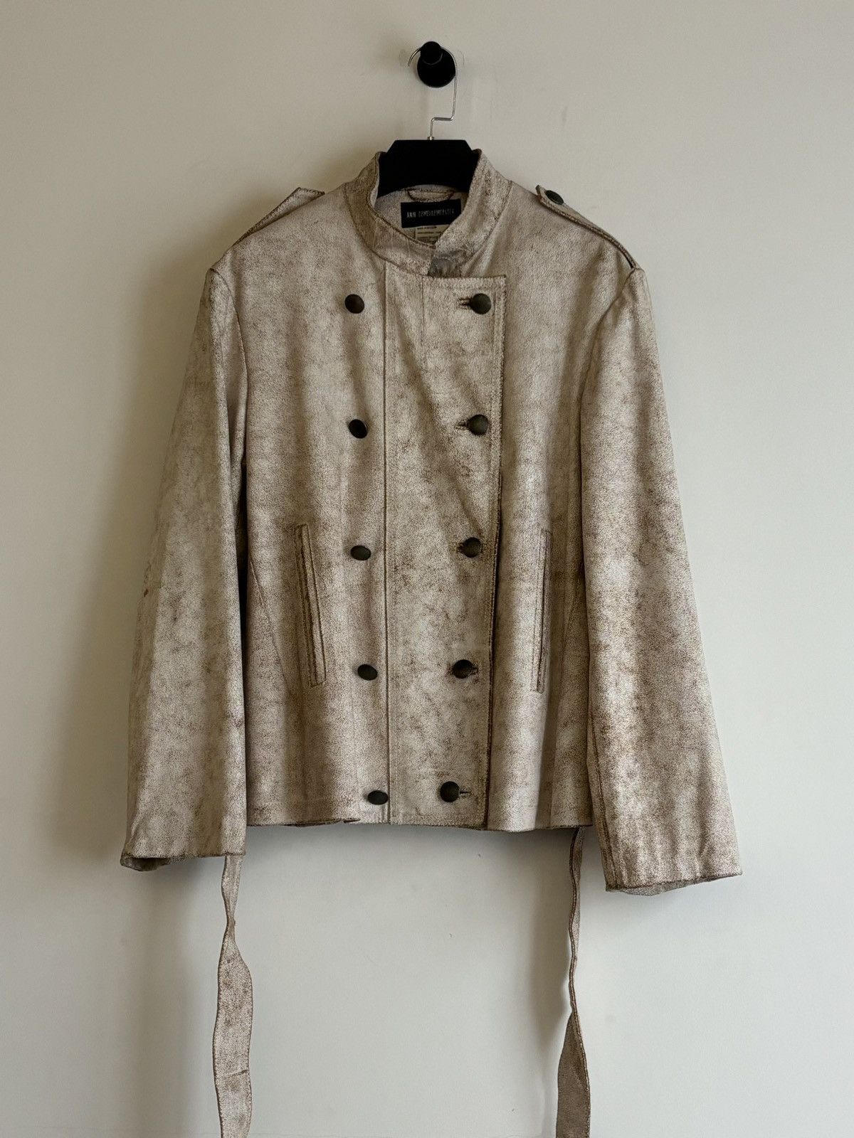 Ann Demeulemeester Ann Demeulemeester | SS2002 Crackled Military Leather Jacket Size US S / EU 44-46 / 1 - 5 Thumbnail