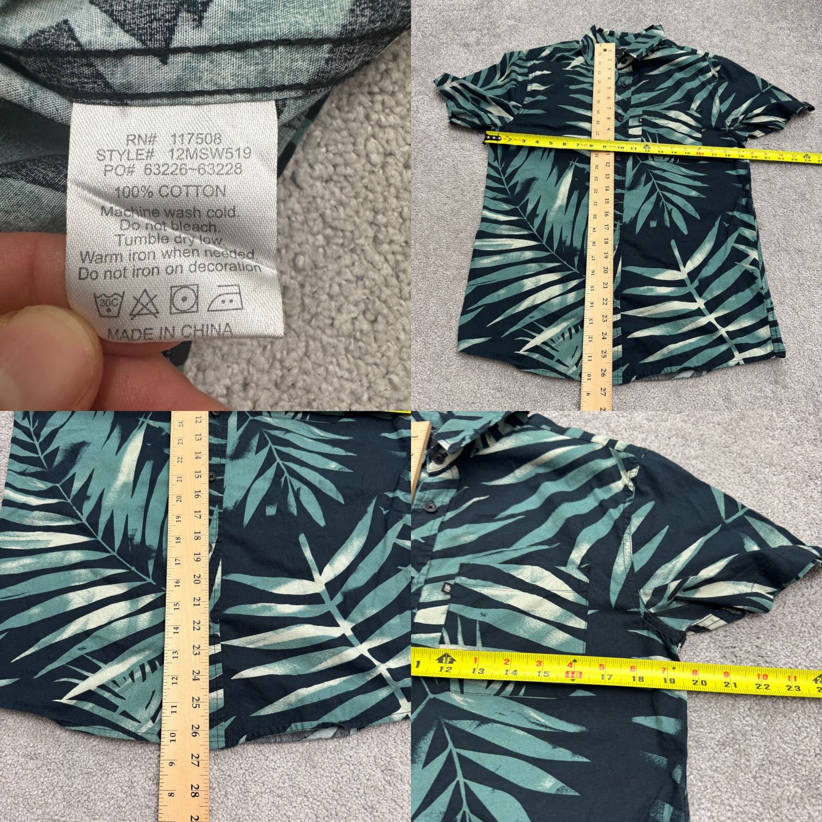 Junk Food Junk Food Hawaiian Shirt Mens Small Green Blue Floral Short Sleeve Button-Up Tropical Casual Size US S / EU 44-46 / 1 - 8 Thumbnail